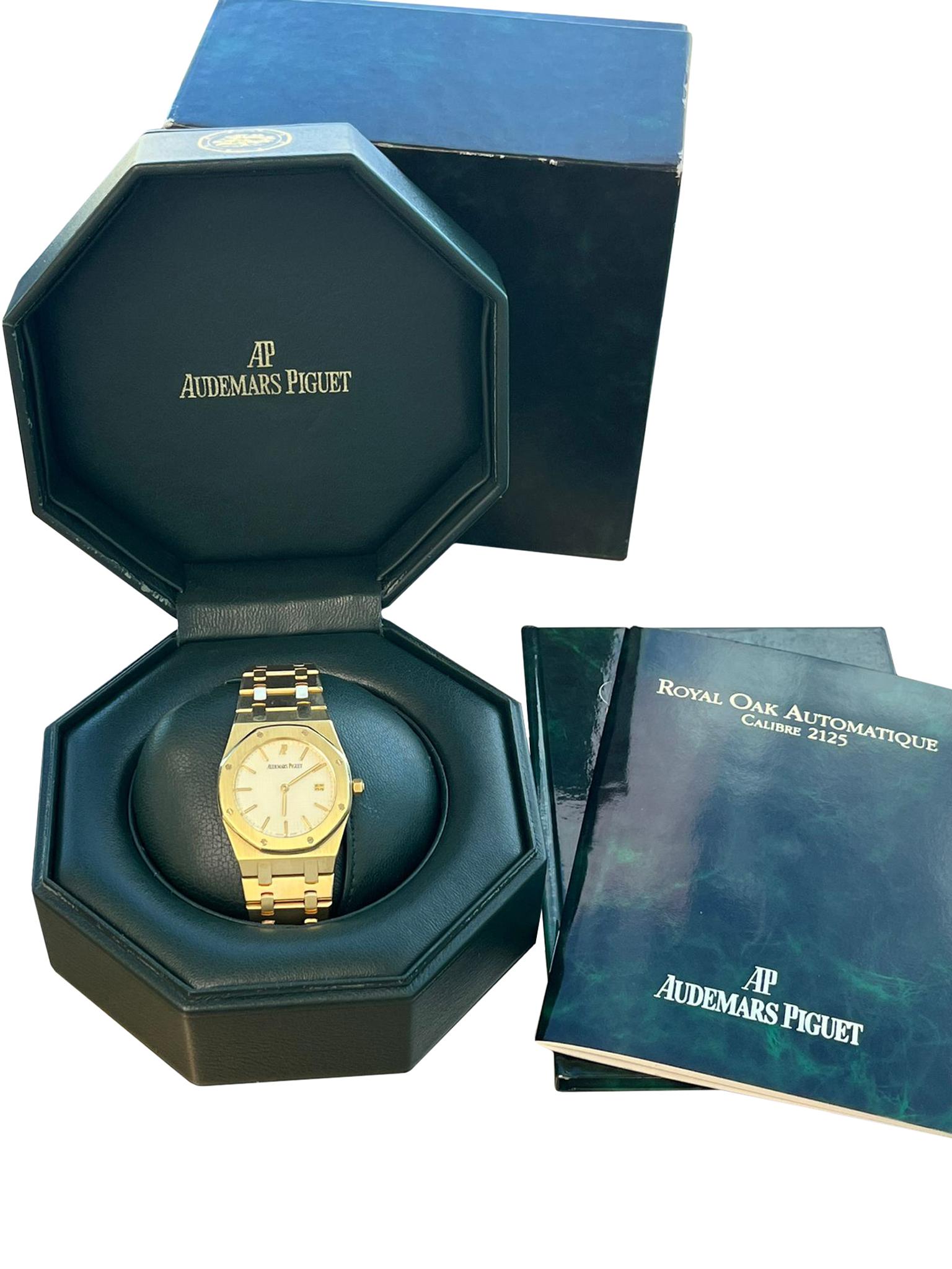 Audemars Piguet Royal Oak 34mm weißes Zifferblatt 18K Gelbgold Quarzuhr 56303BA im Zustand „Gut“ im Angebot in Aventura, FL