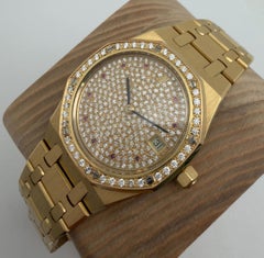 Audemars Piguet Royal Oak 36mm Yellow Gold Rubies Diamond Dial Watch 14813BA
