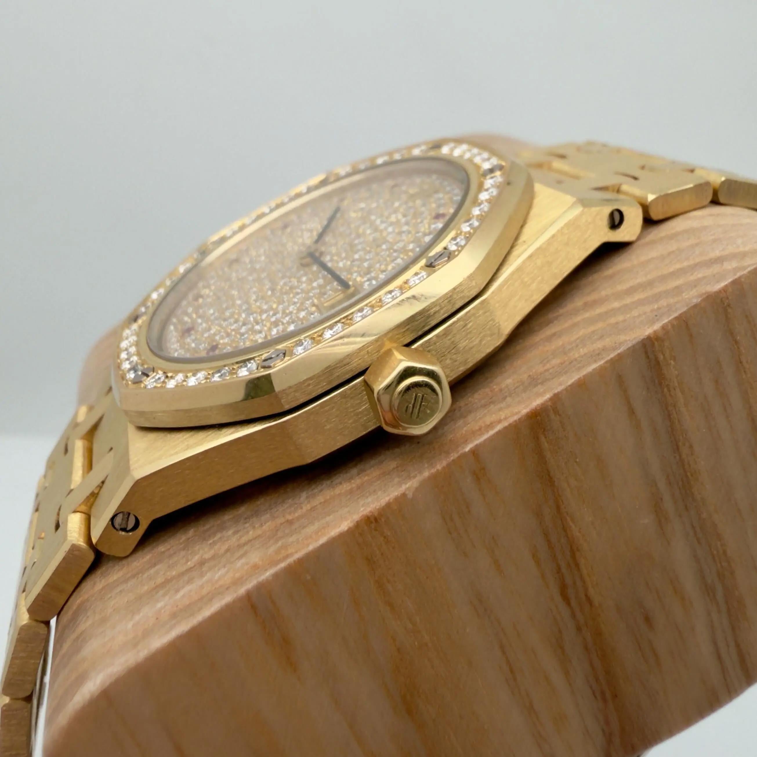 Audemars Piguet Royal Oak 36mm Yellow Gold Rubies Diamond Dial Watch ...