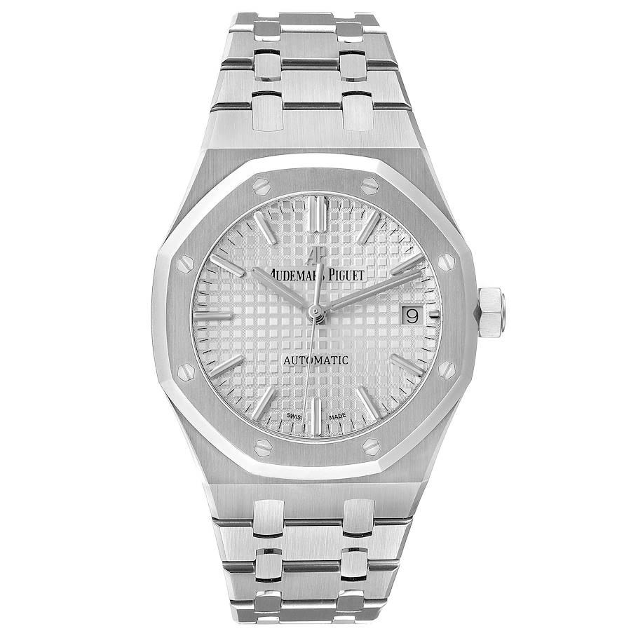 Audemars Piguet Royal Oak 37mm Midsize Steel Mens Watch 15450ST Box Papers. Automatic self-winding movement. Brushed with polished bevel edges stainless steel case 37.0 mm in diameter. Case thickness 9.80mm. Exhibition transparent sapphire crystal