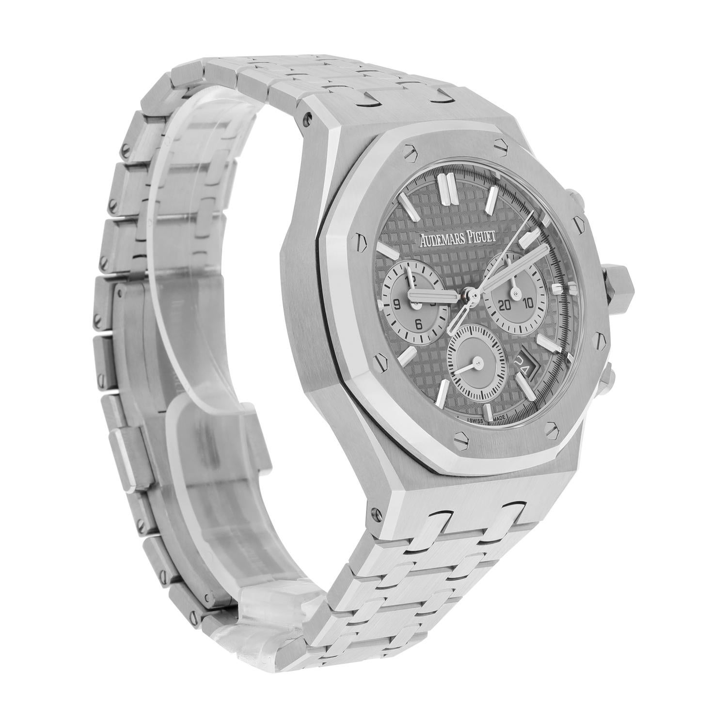 Audemars Piguet Royal Oak 38mm Graues Zifferblatt CHRONOGRAPH Ref# 26715ST.OO.1356ST.02 für Damen oder Herren im Angebot