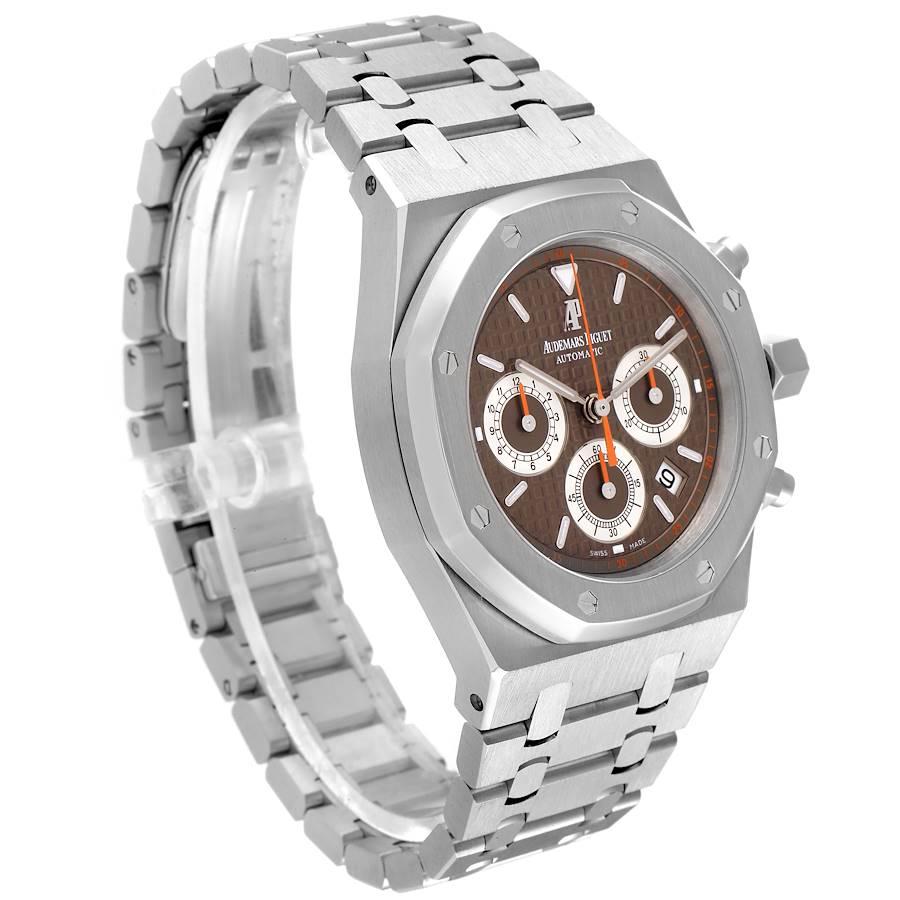 Audemars Piguet Montre Royal Oak pour homme en acier avec cadran brun 39 mm et cadran en acier 26300ST Excellent état - En vente à Atlanta, GA