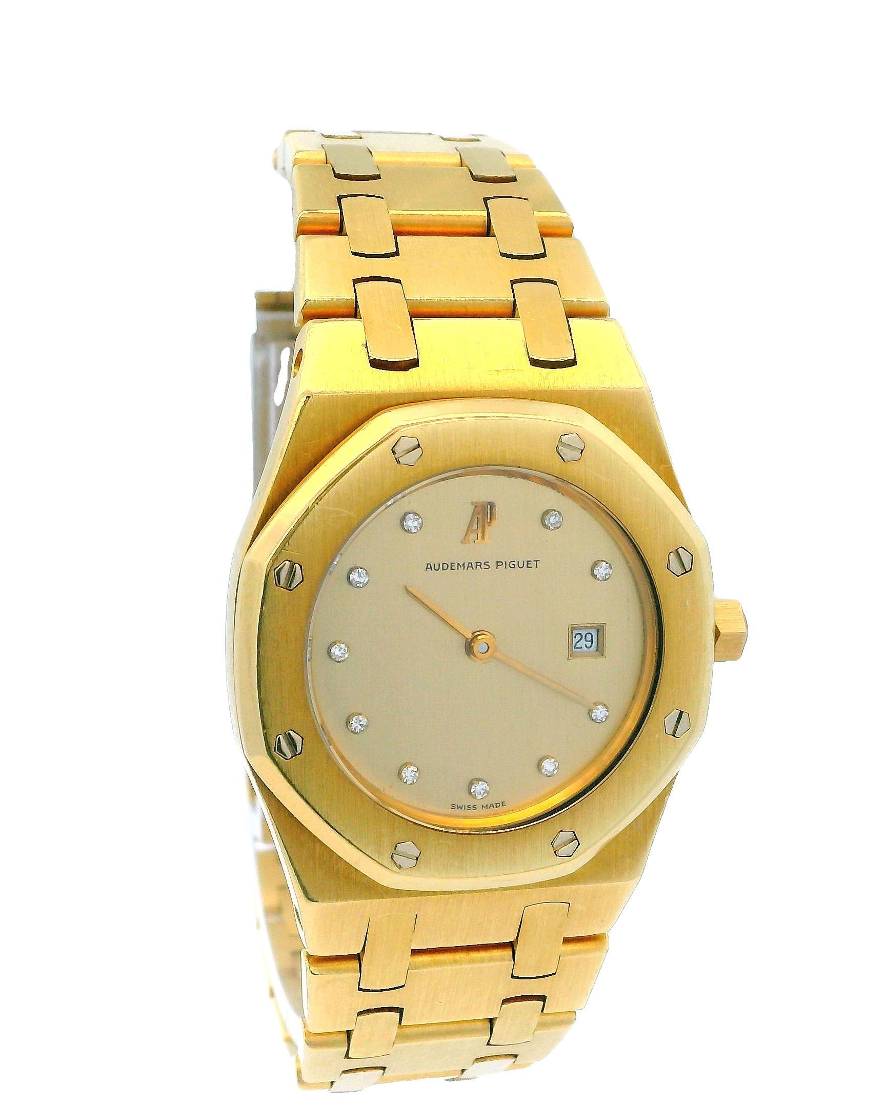Audemars Piguet Royal Oak 6048BA 18K Gelbgold Diamant-Zifferblatt Service Papiere Damen