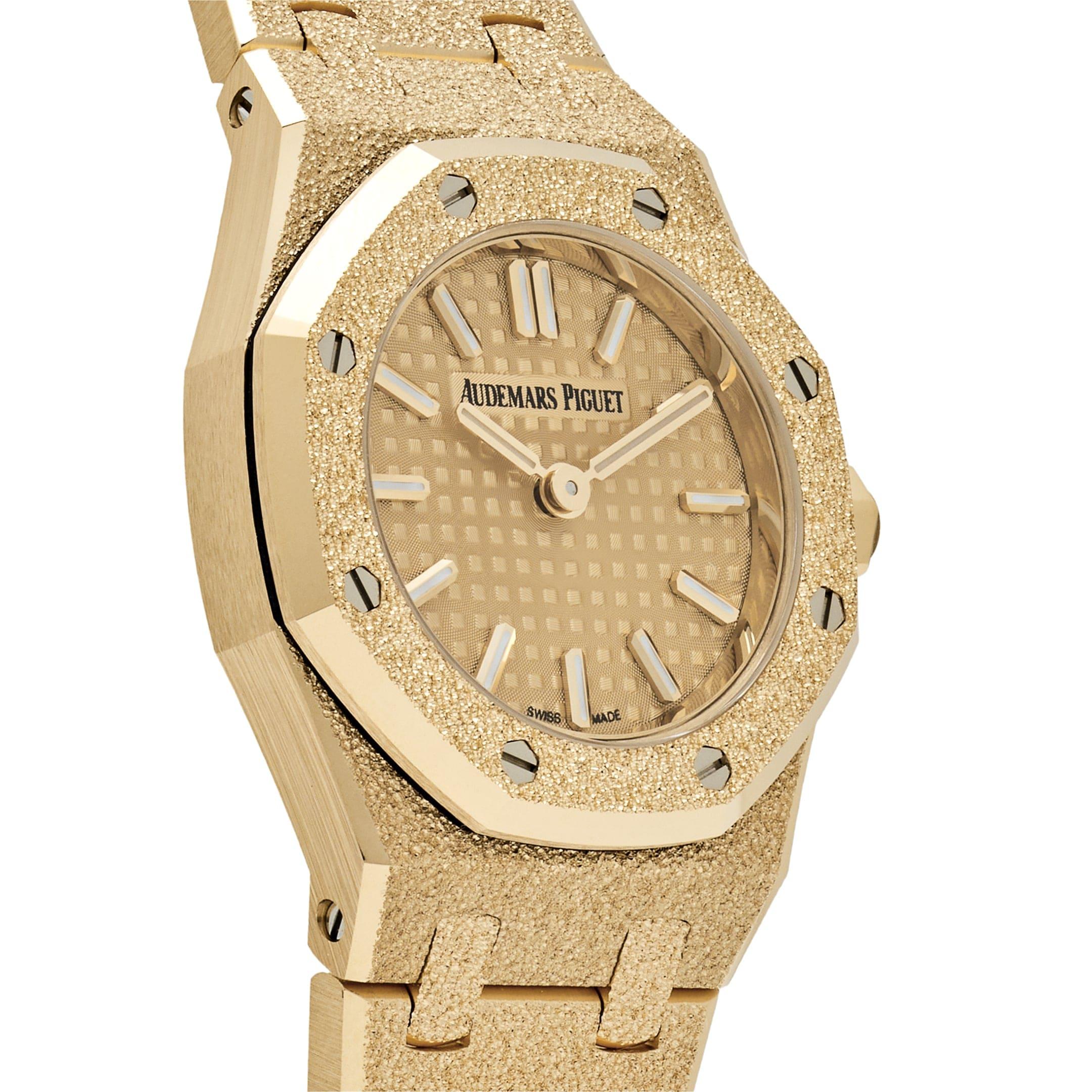 Women's Audemars Piguet Royal Oak 67630BA.GG.1312BA.01 'Mini' Frosted Yellow Gold Quartz For Sale