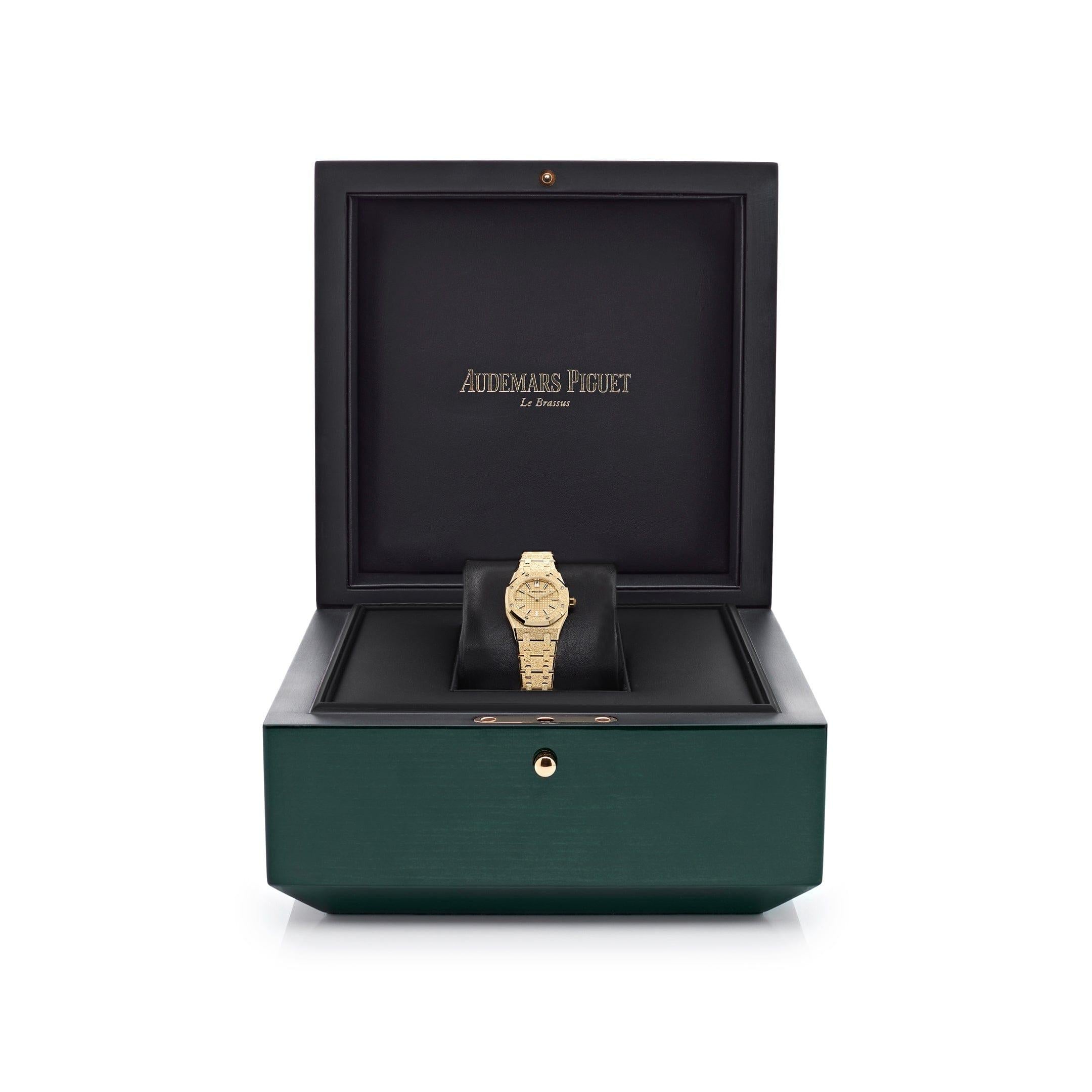 Audemars Piguet Royal Oak 67630BA.GG.1312BA.01 'Mini' Frosted Yellow Gold Quartz For Sale 3