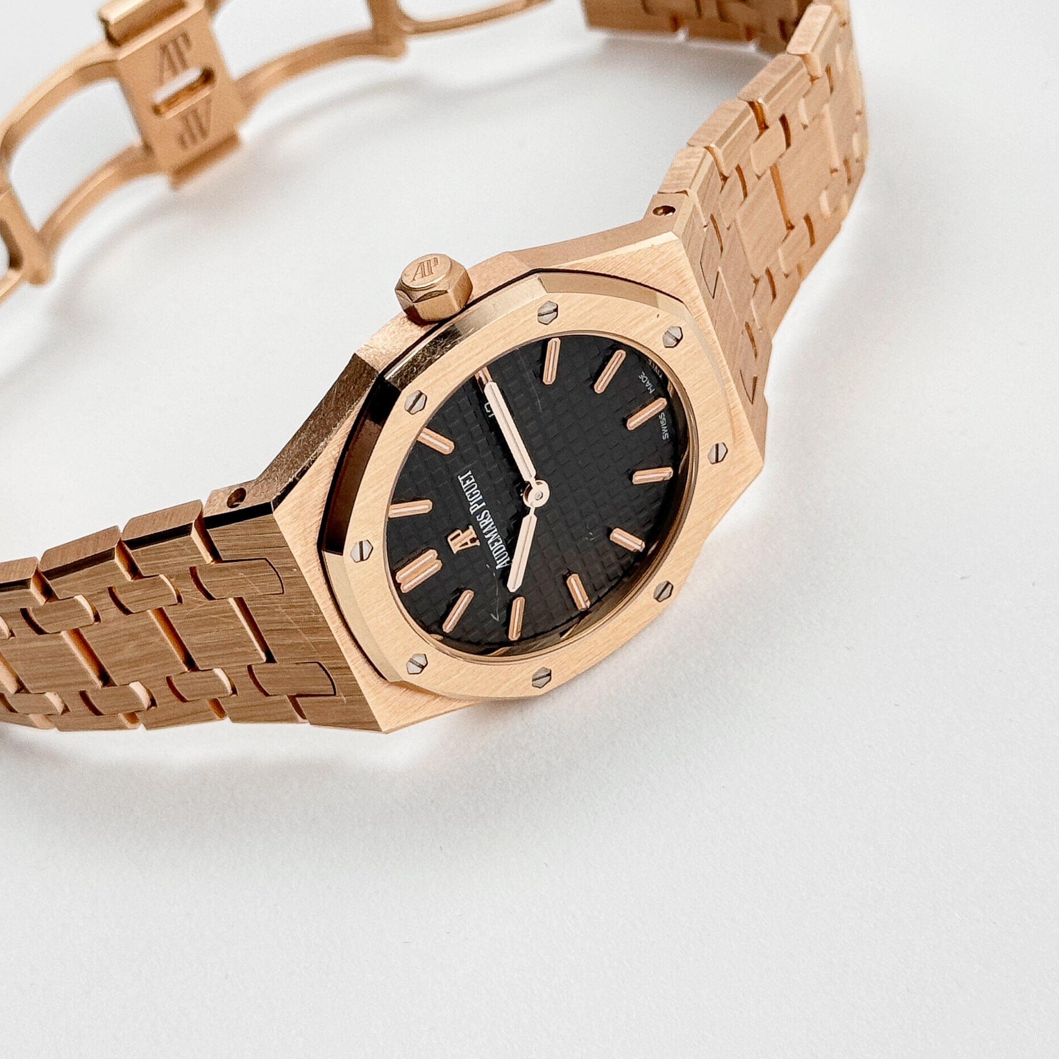 Audemars Piguet Royal Oak 67650OR.OO.1261OR.01 Rose Gold Brown Dial Quartz en vente 1