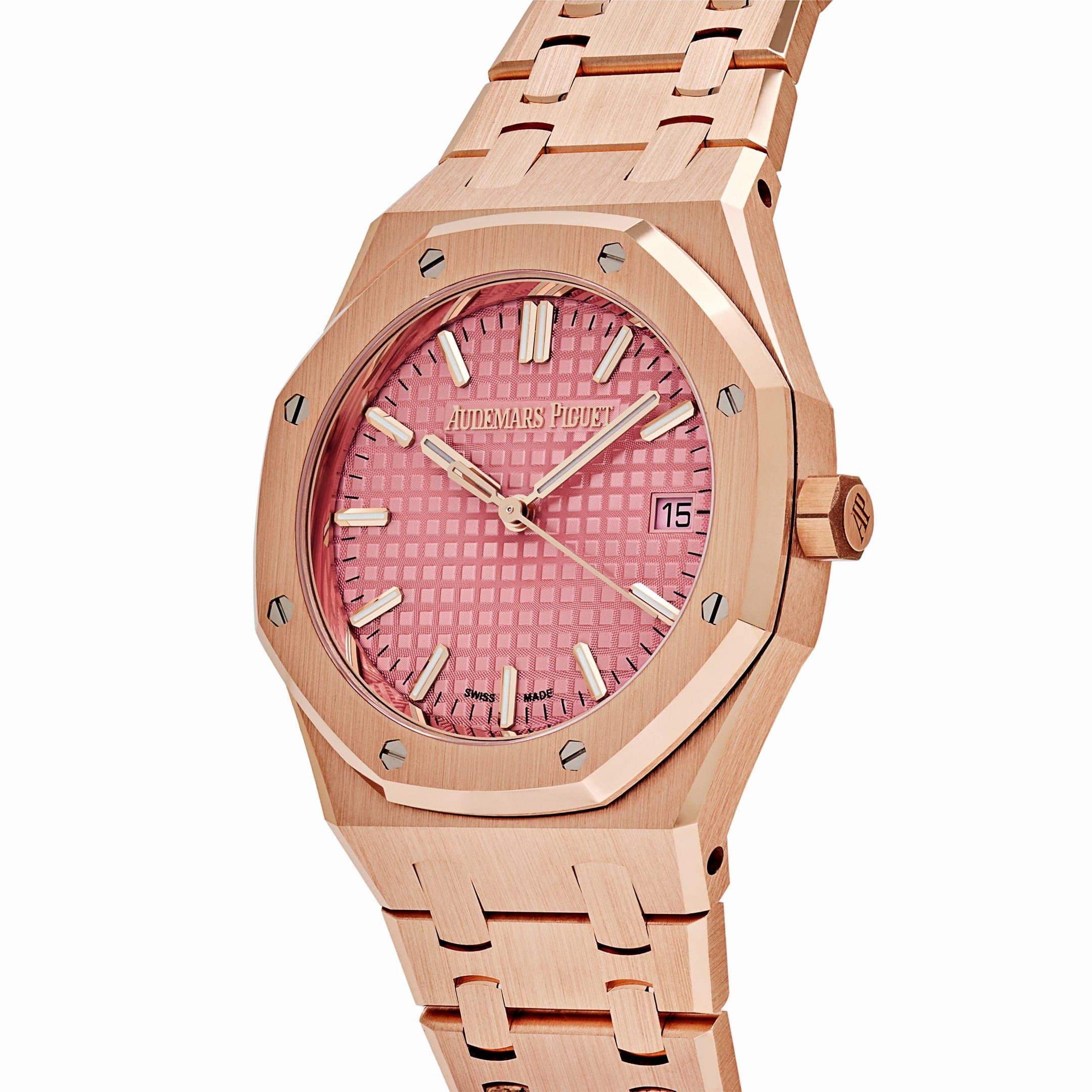 Audemars Piguet Royal Oak 77450OR.OO.1361OR.01 'Ladies' Rose Gold Pink Dial In New Condition In New York, NY