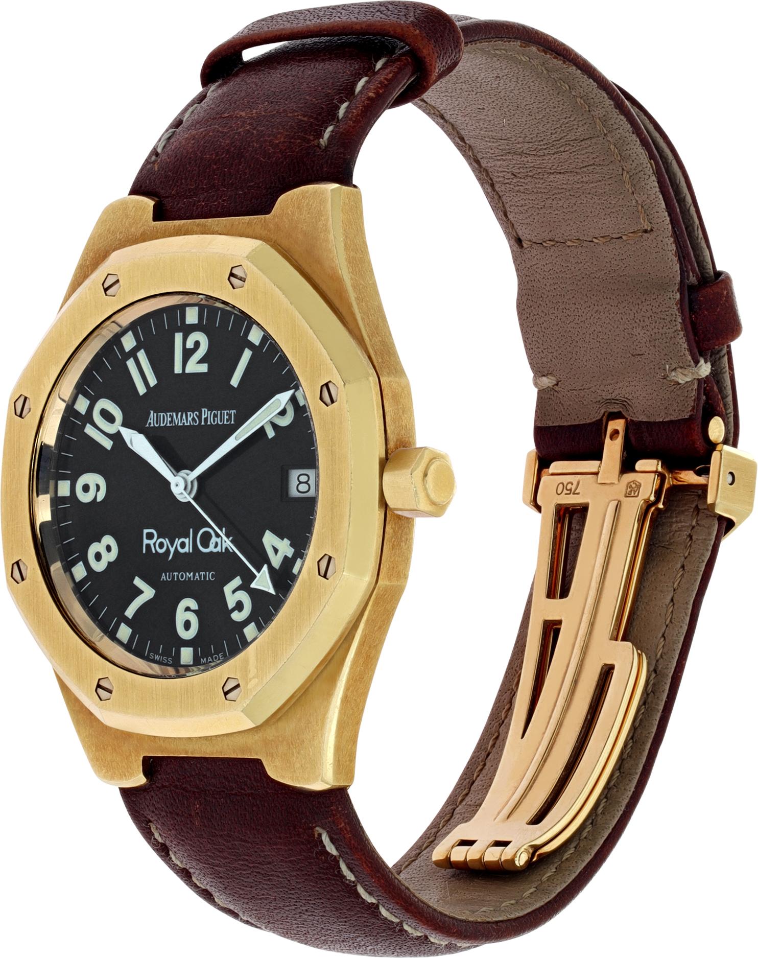 Audemars Piguet Royal Oak in 18k yellow gold with a black military dial 