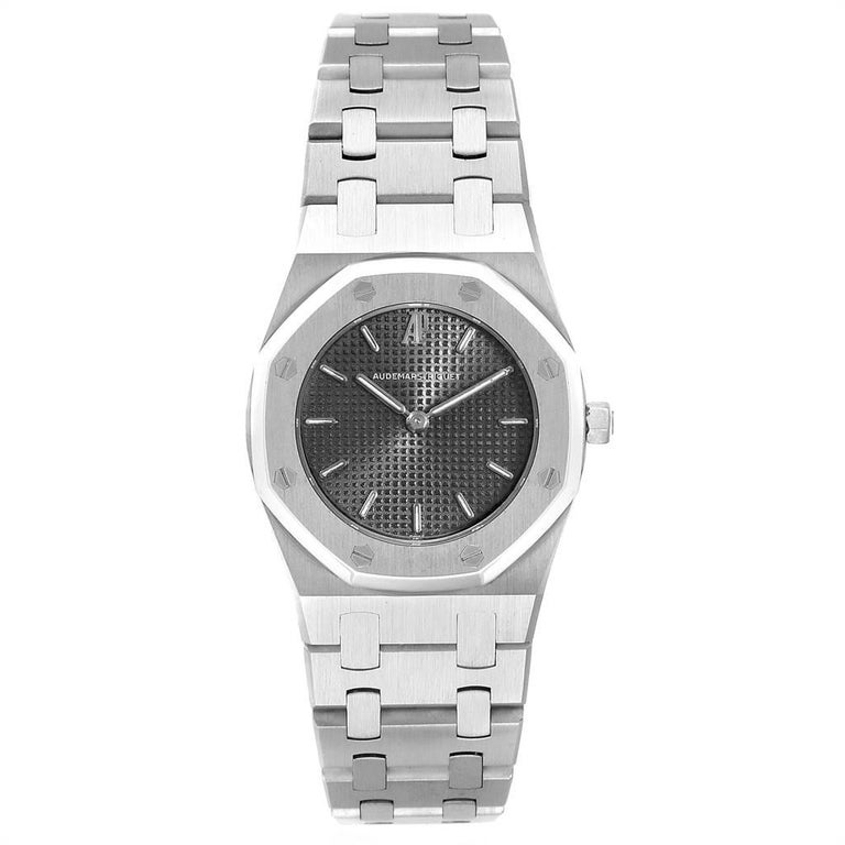 Audemars Piguet Royal Oak Black Dial Steel Ladies Watch 66007st For Sale At 1stdibs