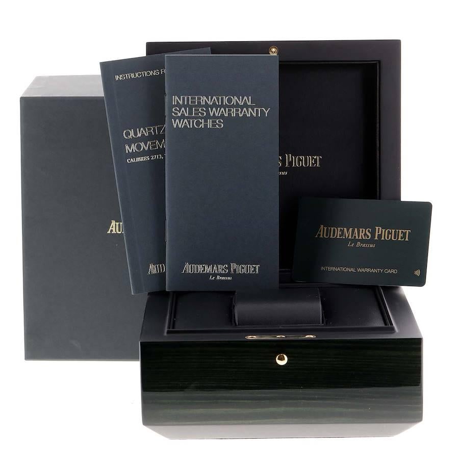 Audemars Piguet Royal Oak Black Dial Steel Ladies Watch 67650ST Box Card For Sale 2