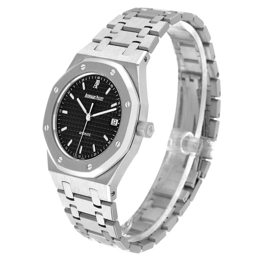 Men's Audemars Piguet Royal Oak Black Dial Steel Mens Watch 14790ST Box Papers For Sale