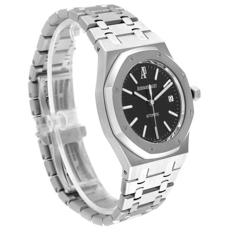 Audemars Piguet Royal Oak Black Dial Steel Men S Watch 15300 For Sale At 1stdibs