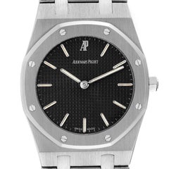 Stahl-Herrenuhr 56303ST von Audemars Piguet Royal Oak mit schwarzem Zifferblatt und Karton
