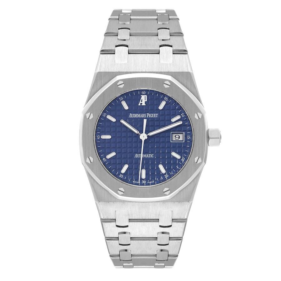 Audemars Piguet Royal Oak Blue Dial Steel Mens Watch 15000ST. Automatic self-winding movement. Stainless steel case 33.0 mm in diameter. Stainless steel bezel punctuated with 8 signature screws. Scratch resistant sapphire crystal. Blue Tapisserie