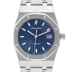 Audemars Piguet Royal Oak Blue Dial Steel Mens Watch 15000ST Papers