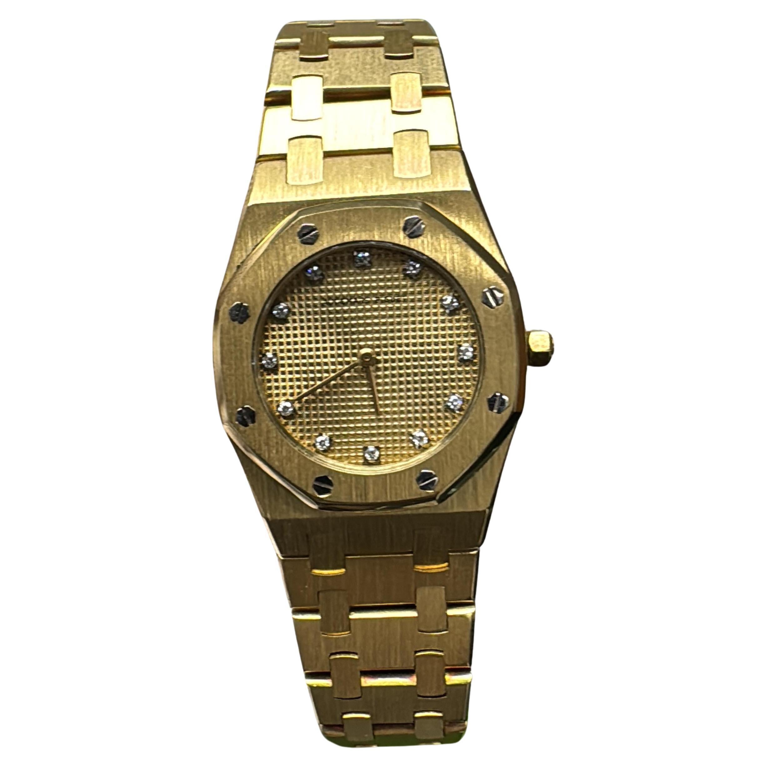 Audemars Piguet-Royal Oak Champagner Diamant-Zifferblatt 18K Gelbgold Damenuhr