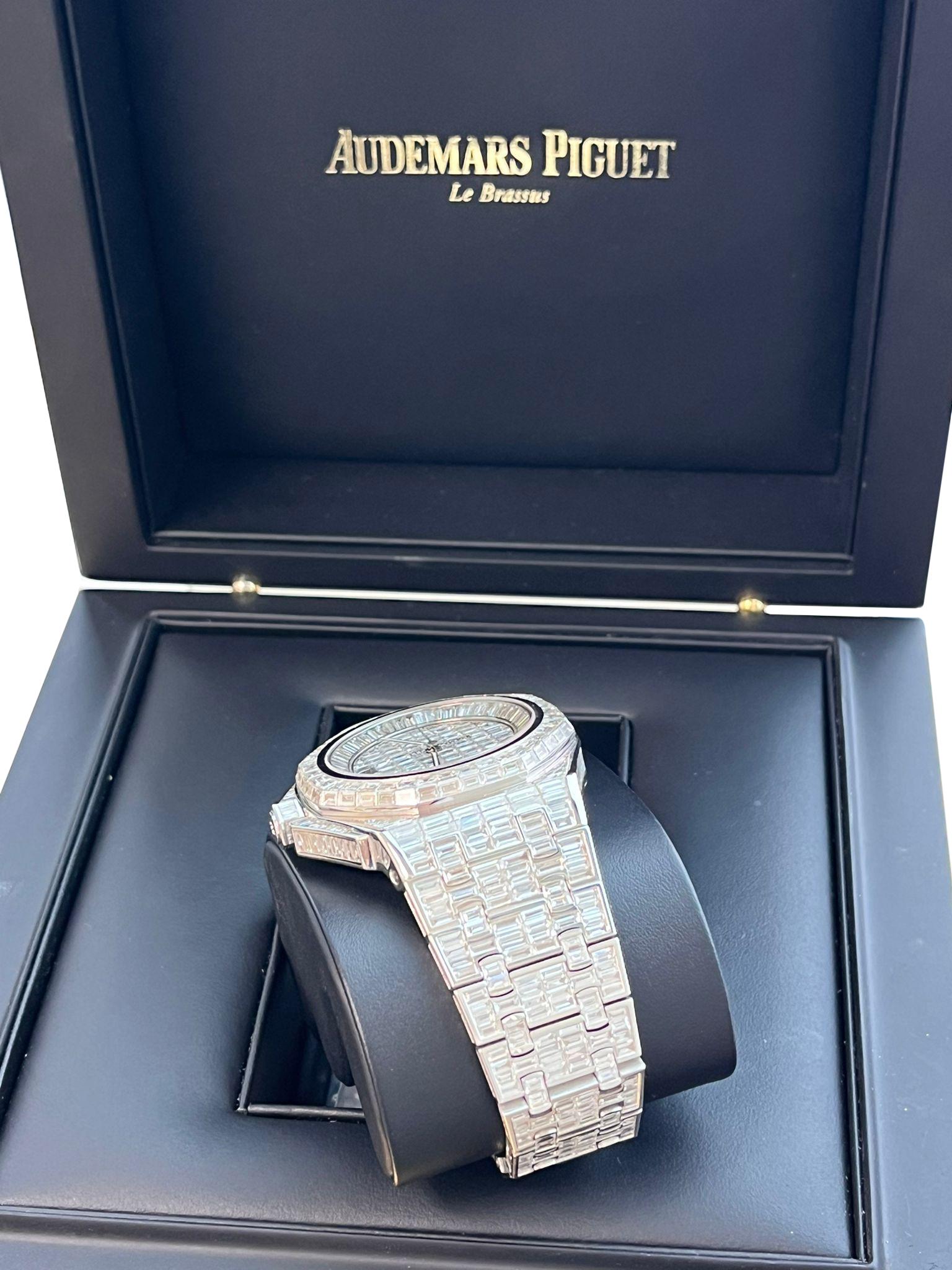 Audemars Piguet: Royal Oak-Kronleuchter aus Eichenholz, 41 mm, maßgefertigte Iced Out-Zifferblattuhr 15400ST im Angebot 8