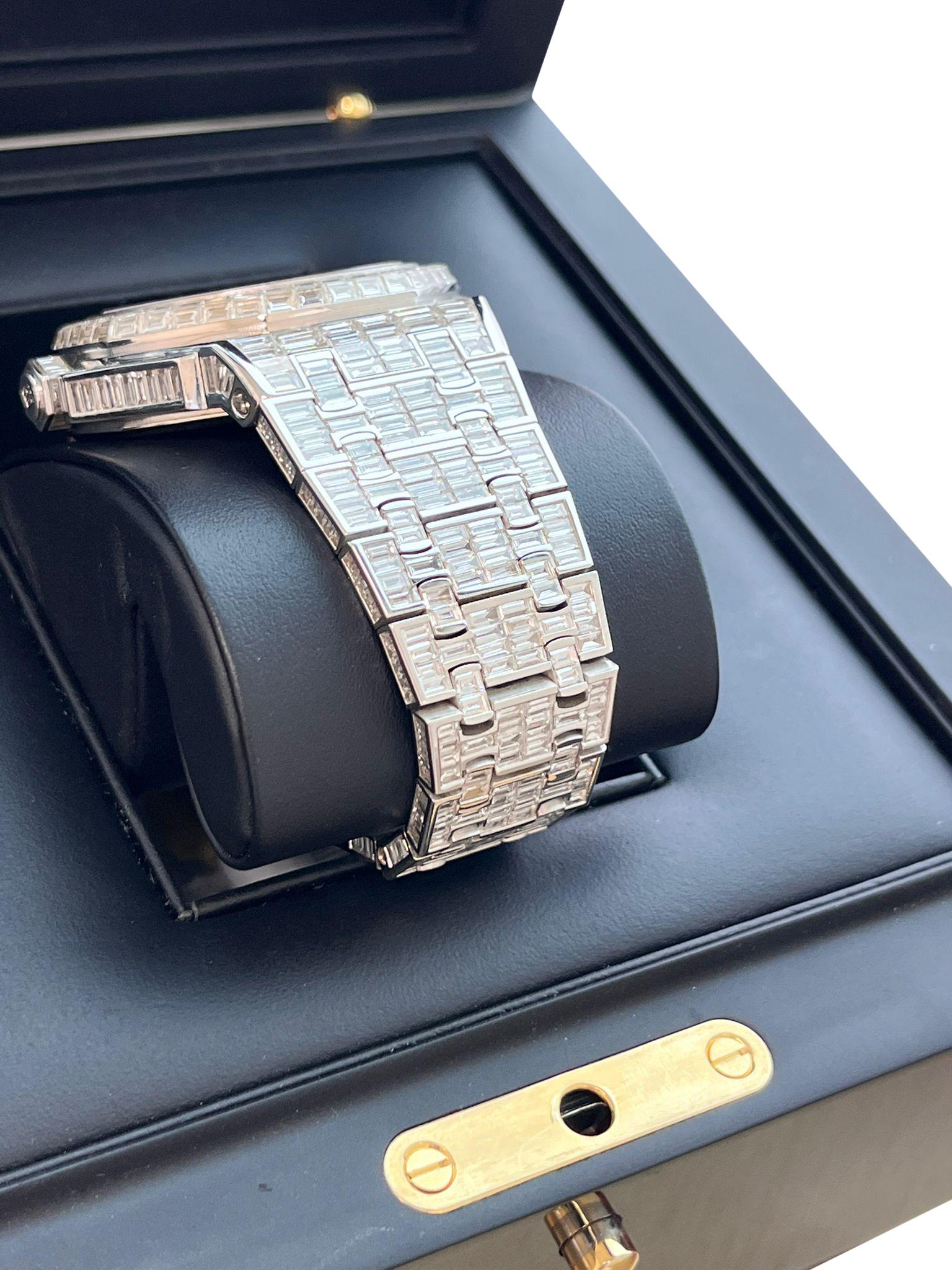 Audemars Piguet: Royal Oak-Kronleuchter aus Eichenholz, 41 mm, maßgefertigte Iced Out-Zifferblattuhr 15400ST im Angebot 9
