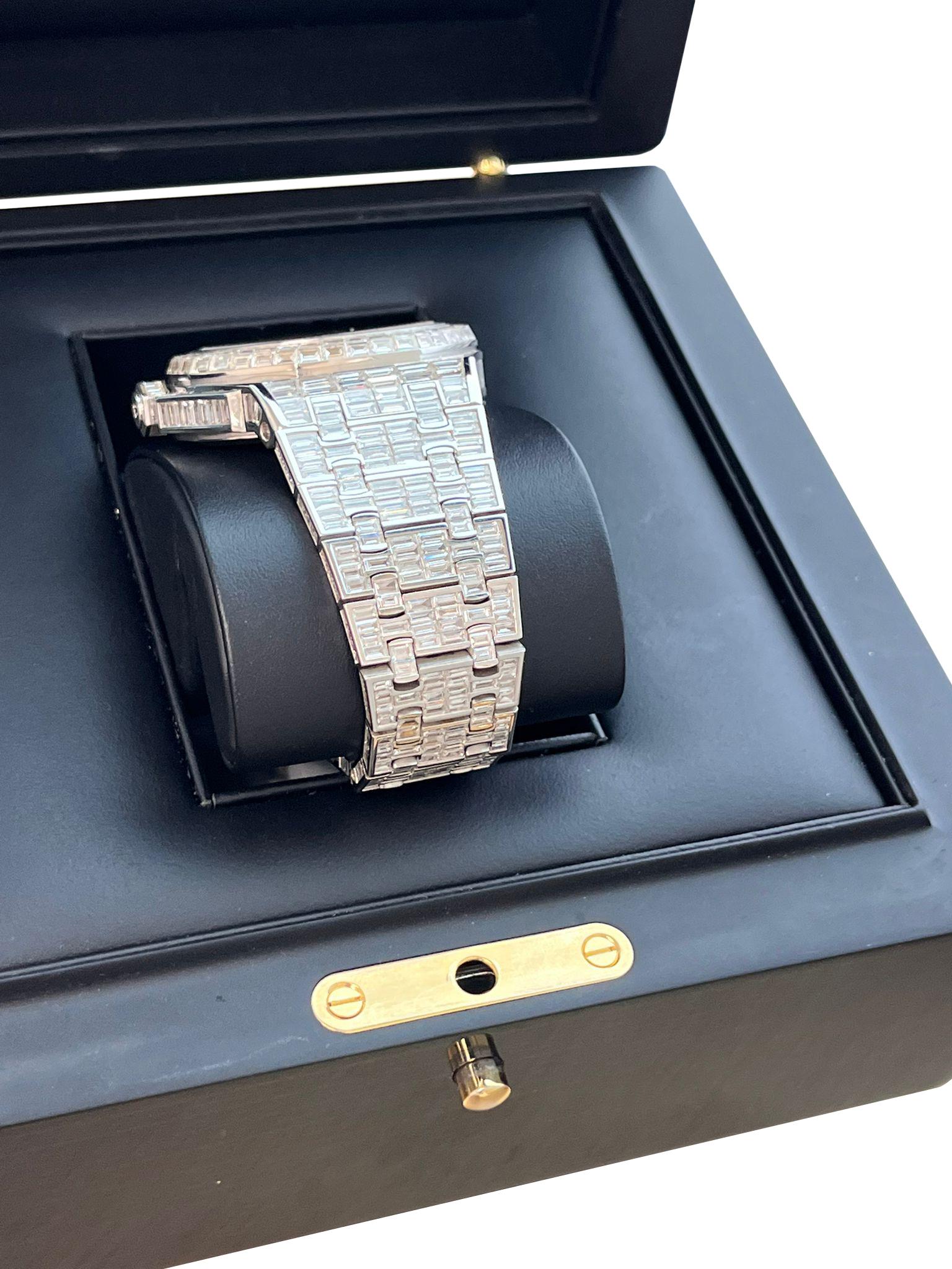 Audemars Piguet: Royal Oak-Kronleuchter aus Eichenholz, 41 mm, maßgefertigte Iced Out-Zifferblattuhr 15400ST im Angebot 10