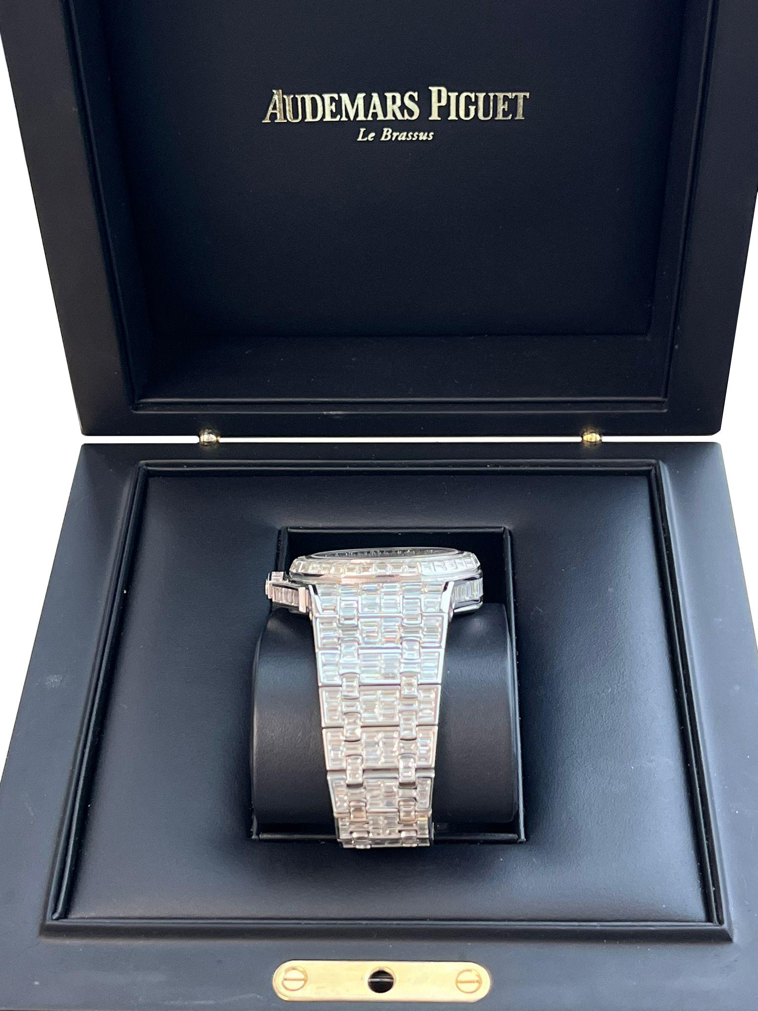 Audemars Piguet: Royal Oak-Kronleuchter aus Eichenholz, 41 mm, maßgefertigte Iced Out-Zifferblattuhr 15400ST im Angebot 11