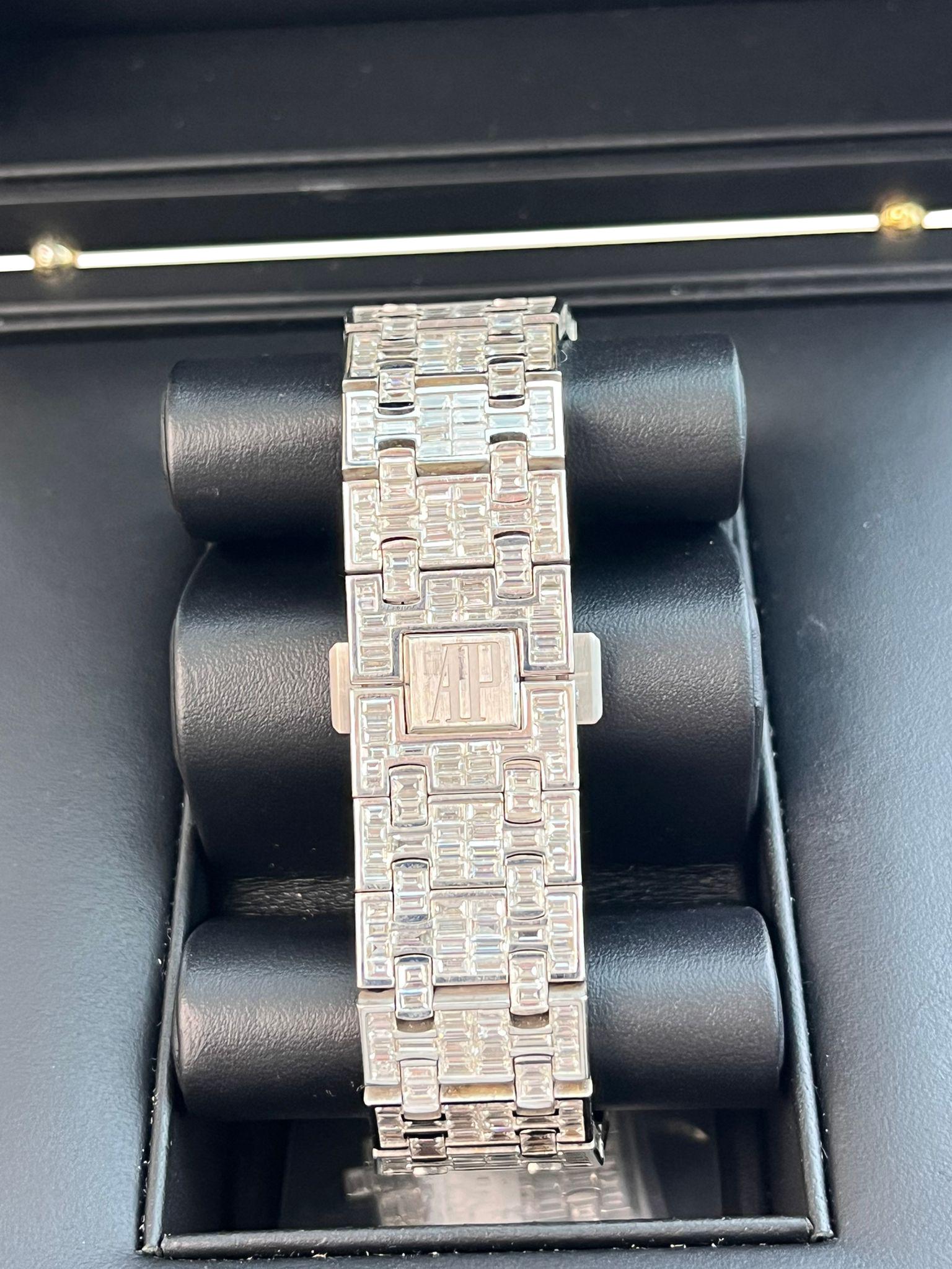 Audemars Piguet: Royal Oak-Kronleuchter aus Eichenholz, 41 mm, maßgefertigte Iced Out-Zifferblattuhr 15400ST im Angebot 12