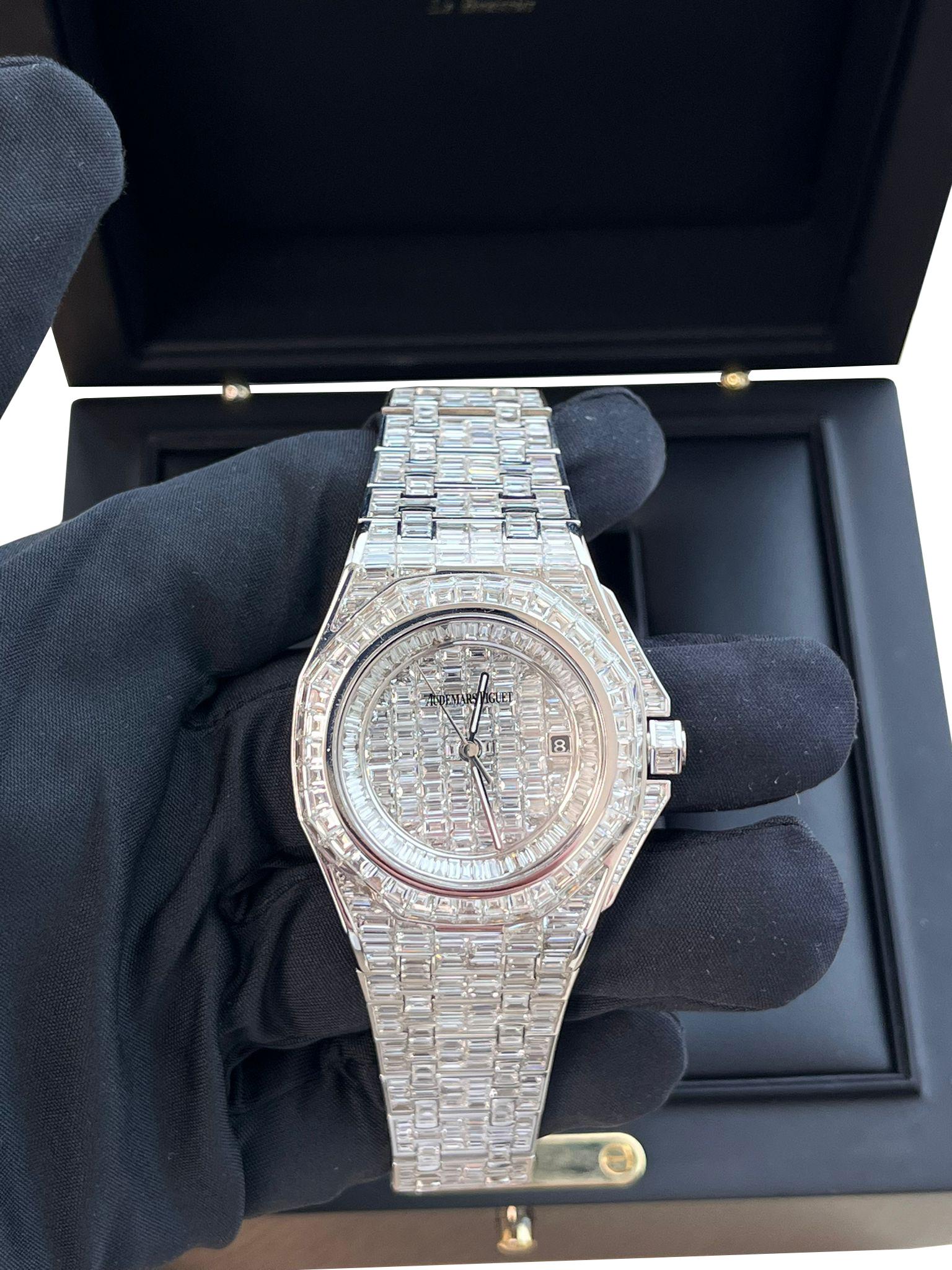 Audemars Piguet: Royal Oak-Kronleuchter aus Eichenholz, 41 mm, maßgefertigte Iced Out-Zifferblattuhr 15400ST im Angebot 15