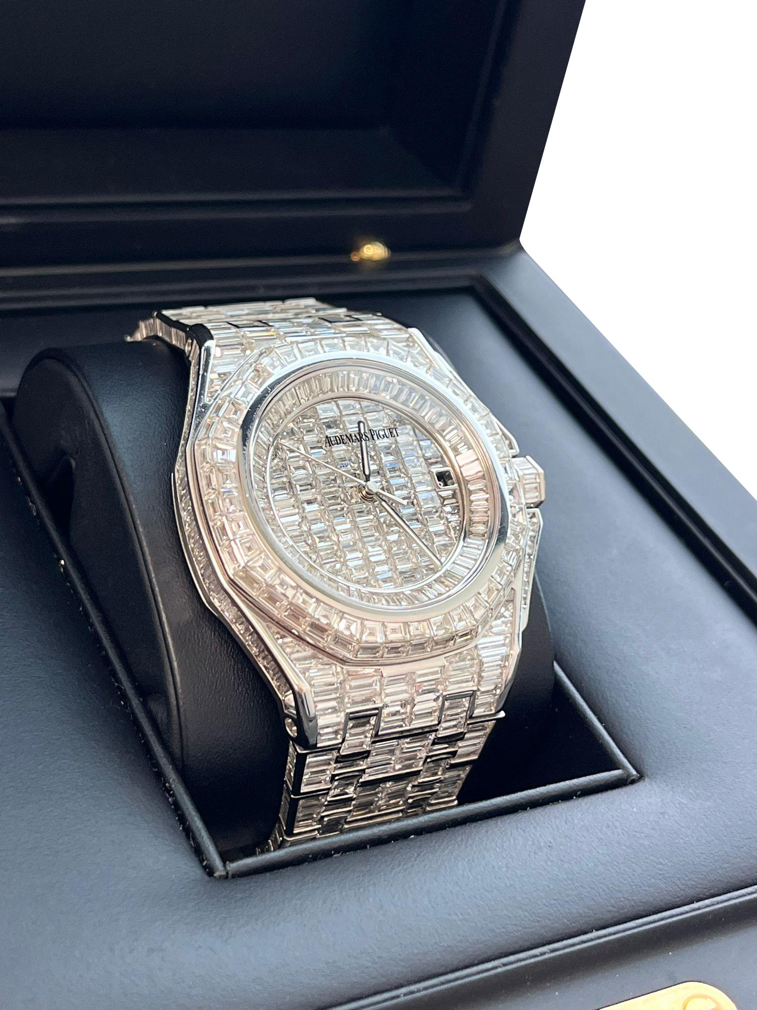 Audemars Piguet: Royal Oak-Kronleuchter aus Eichenholz, 41 mm, maßgefertigte Iced Out-Zifferblattuhr 15400ST im Angebot 2