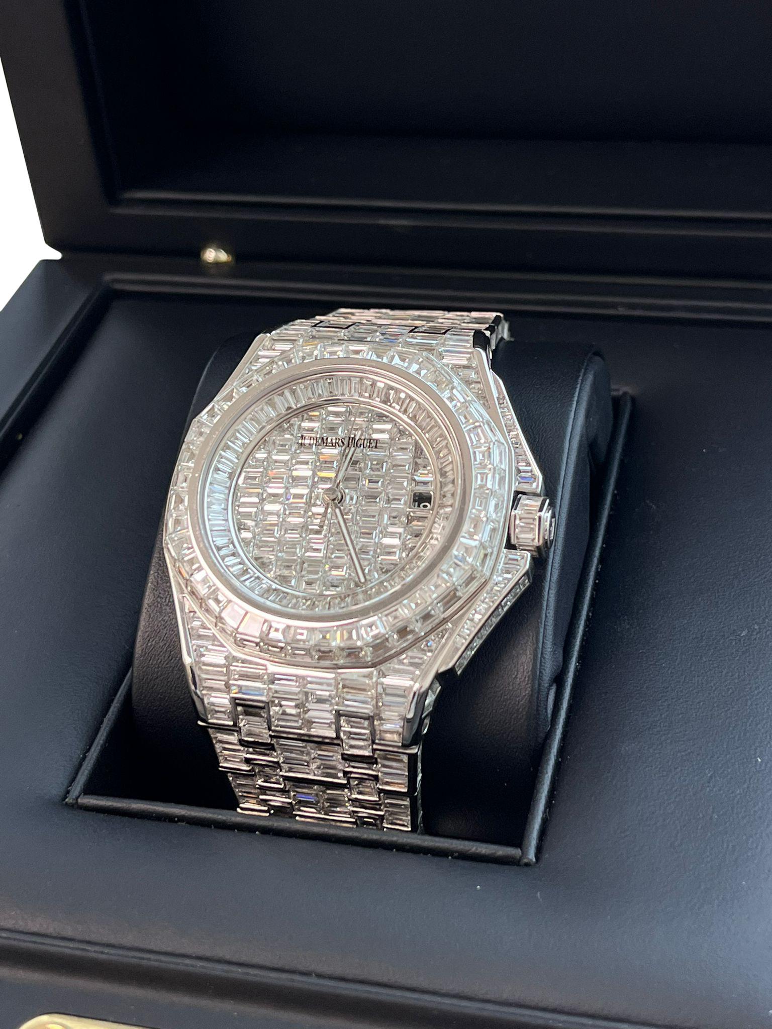 Audemars Piguet: Royal Oak-Kronleuchter aus Eichenholz, 41 mm, maßgefertigte Iced Out-Zifferblattuhr 15400ST im Angebot 3