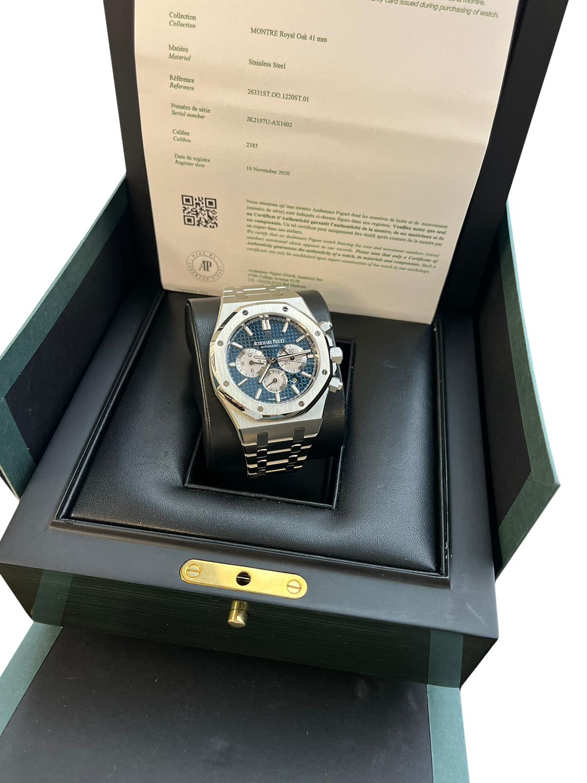Audemars Piguet Royal Oak Chronographe 41 mm à cadran bleu 26331ST 1