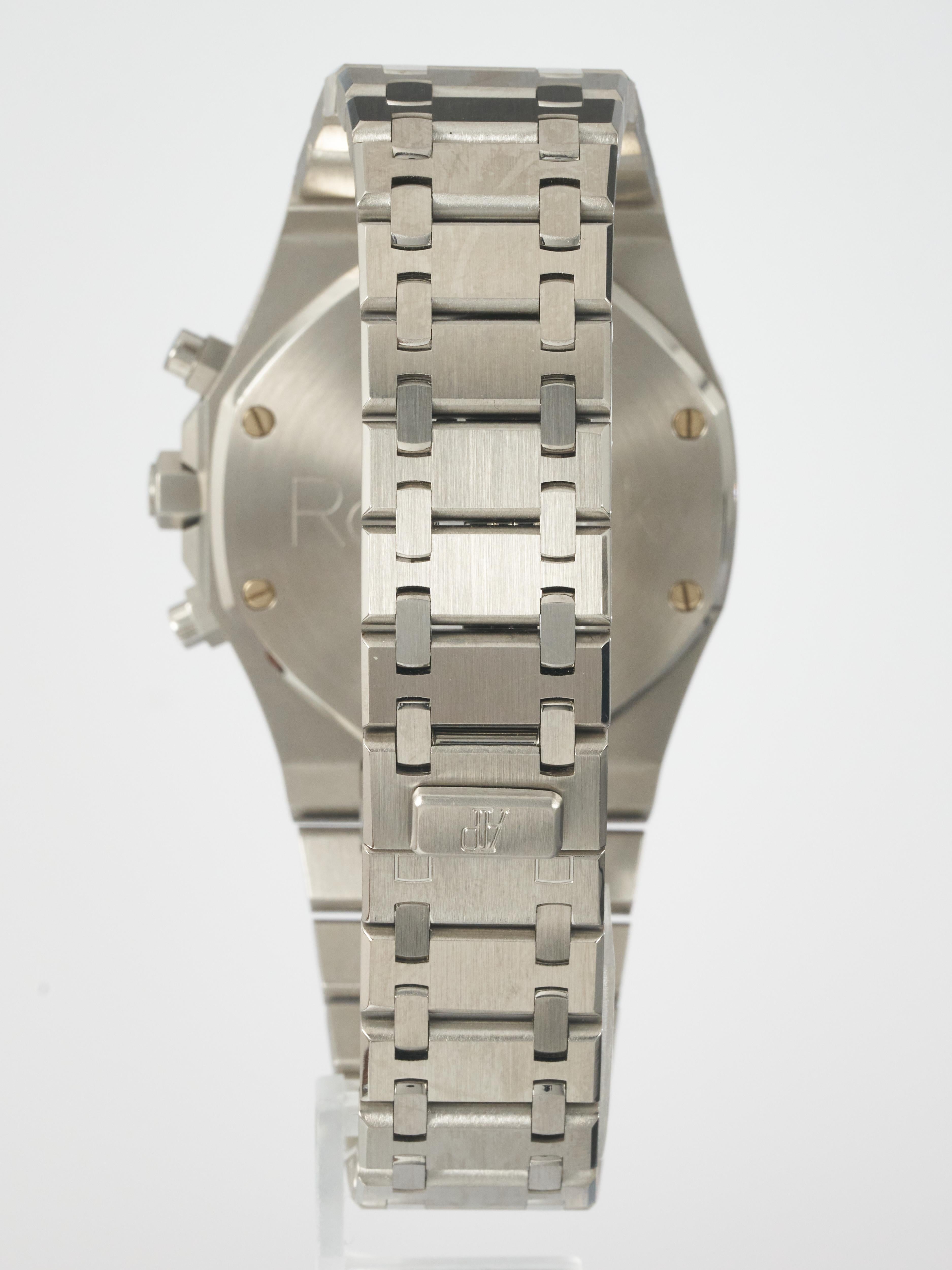 Audemars Piguet Royal Oak Chronograph Kasparov Blue Dial Watch 39mm 25860ST B&P In Excellent Condition For Sale In London, GB