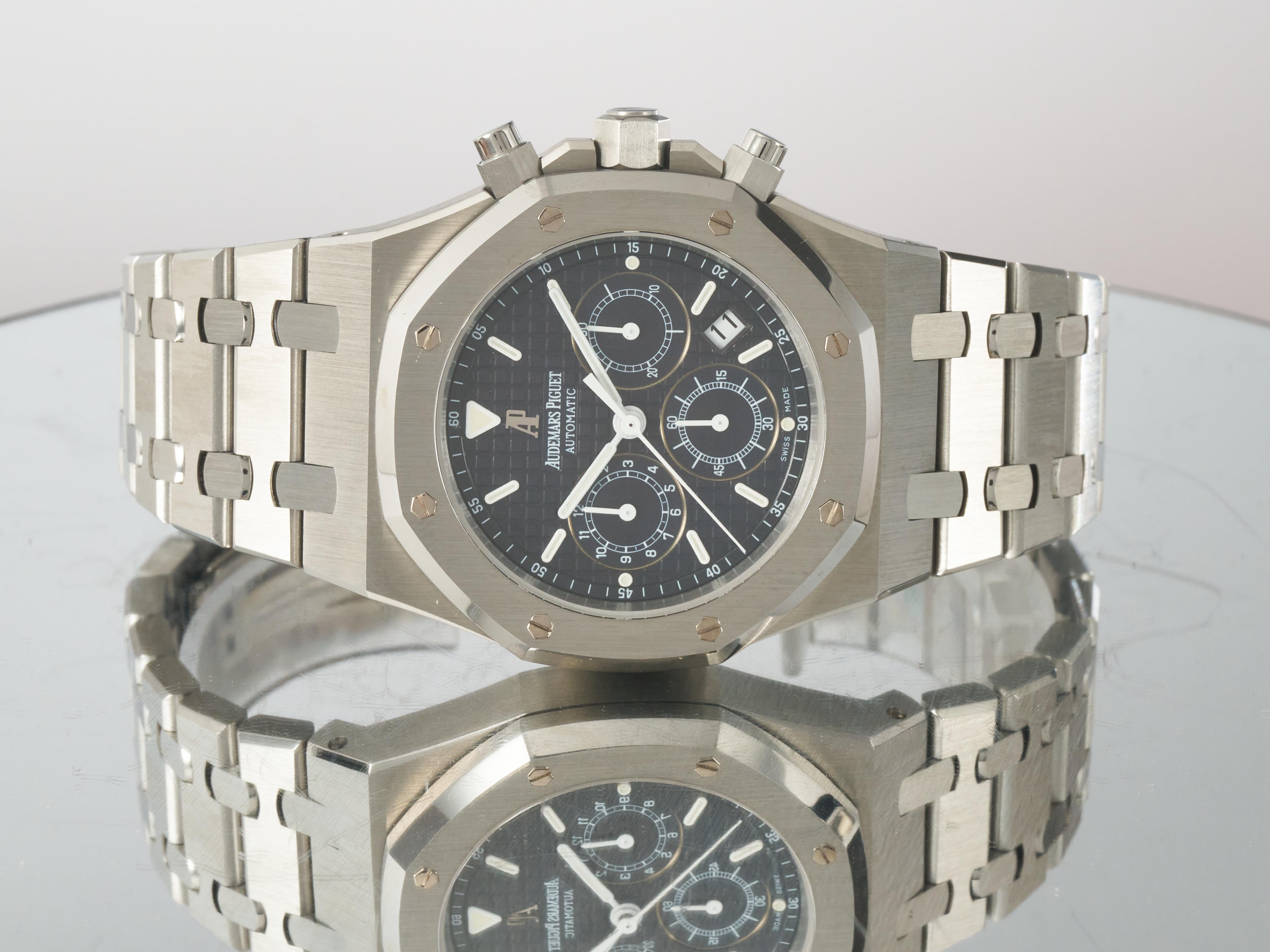 Audemars Piguet Royal Oak Chronograph Kasparov Blue Dial Watch 39mm 25860ST B&P For Sale 1