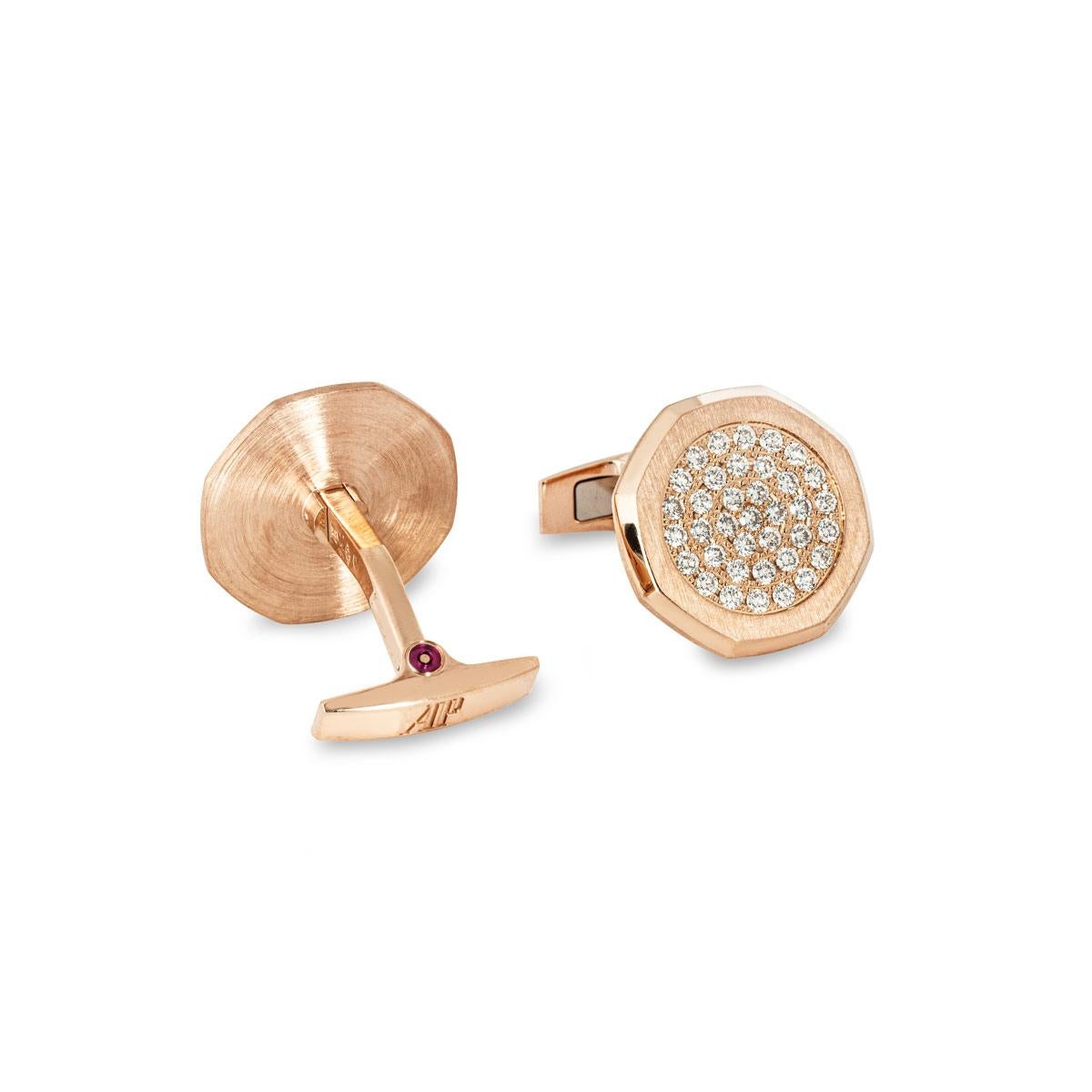 Audemars Piguet Royal Oak Boutons de manchette or rose et diamants Pour hommes en vente