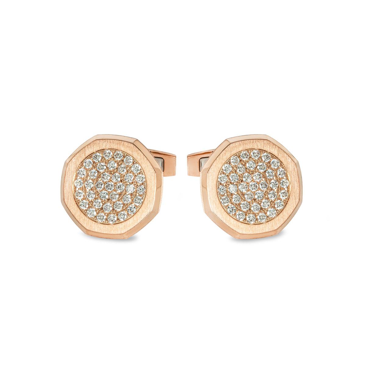 Audemars Piguet Royal Oak Boutons de manchette or rose et diamants en vente 1