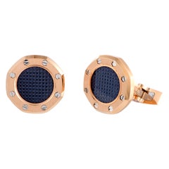 Audemars Piguet Royal Oak Dark Blue Tapisserie Rose Gold Octagonal Cufflinks