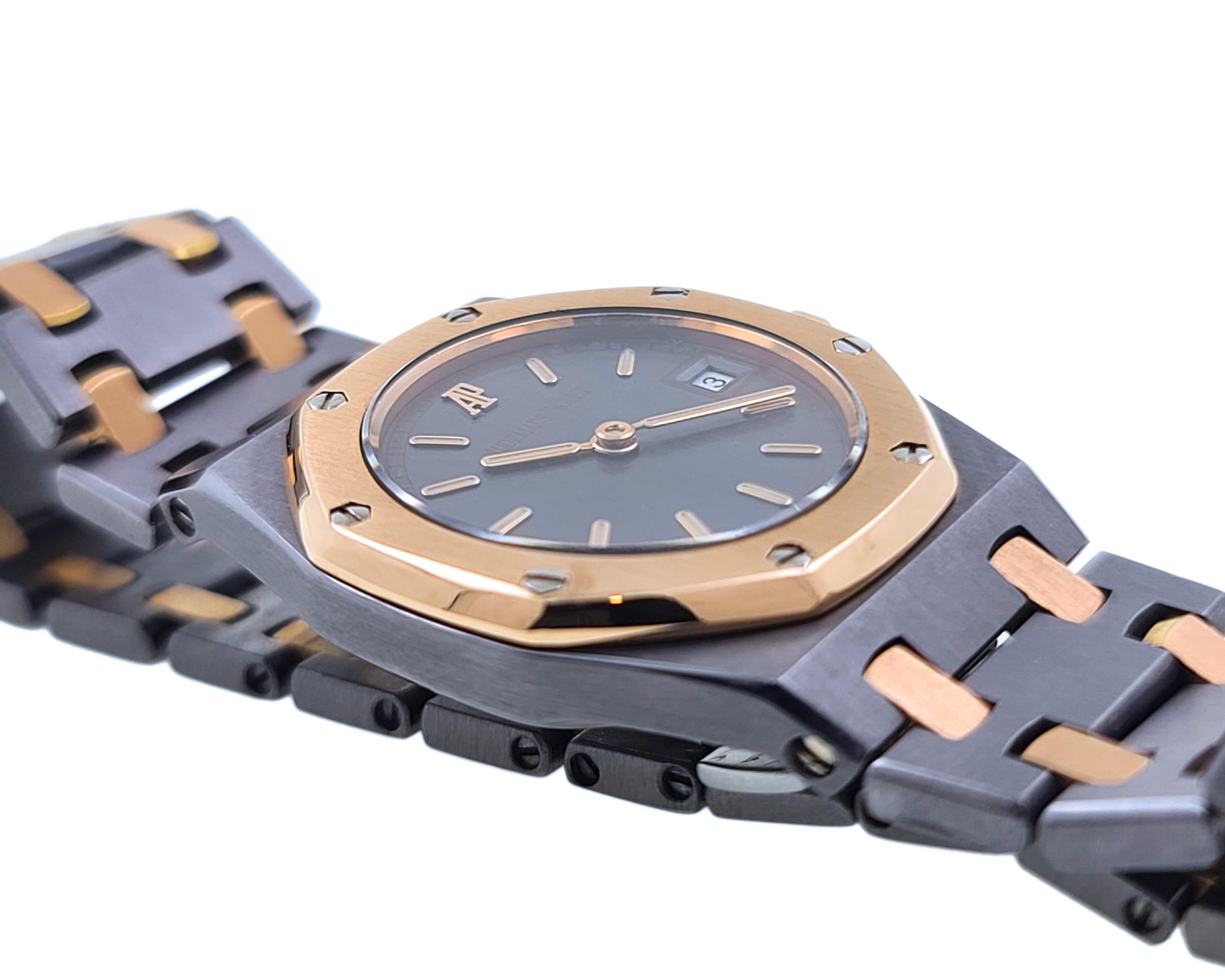 Audemars Piguet Royal Oak Date Rose Gold and Tantalum Tantale 66270 with Box For Sale 3