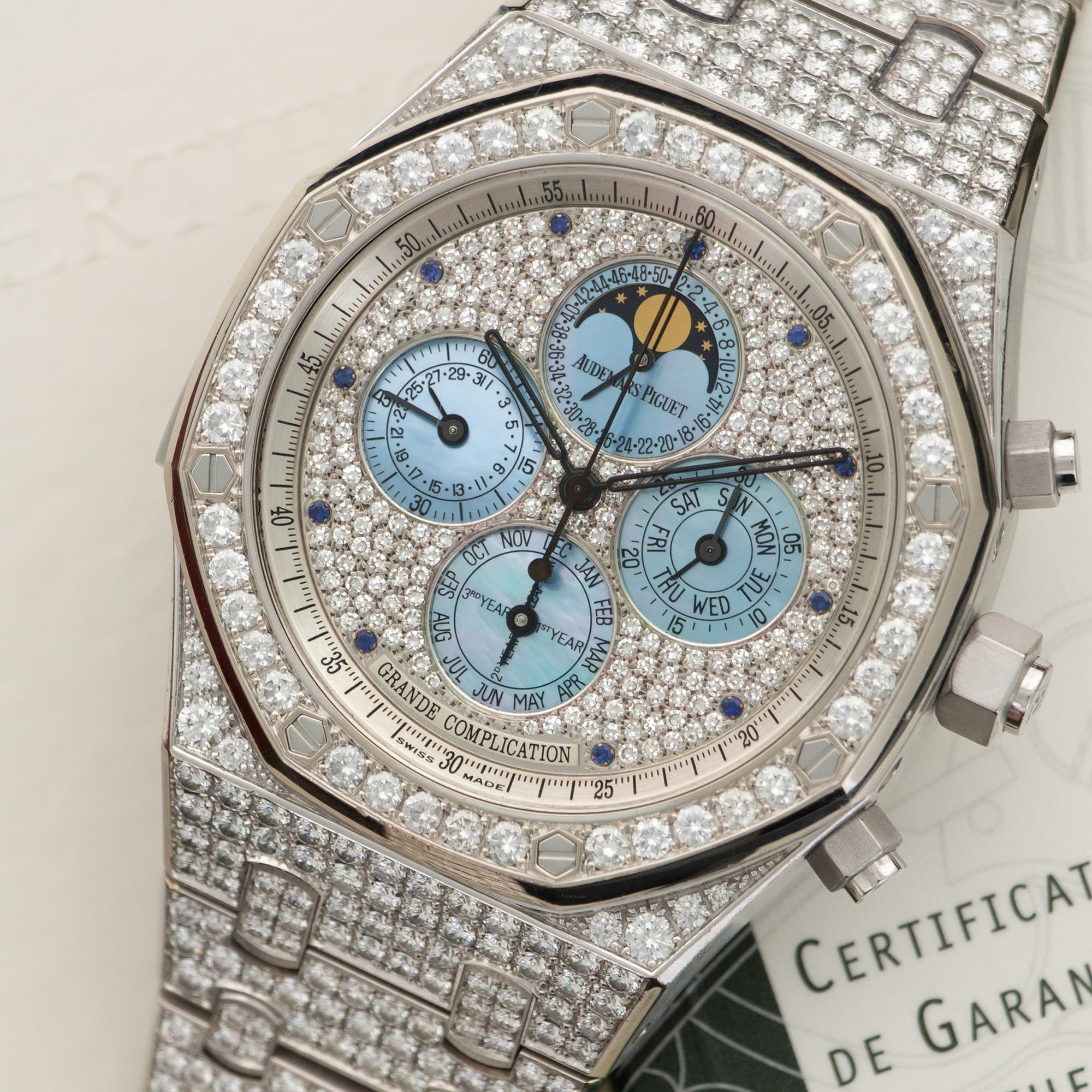 Only One Piece Made in the World, this Audemars Piguet Grand Complication Diamond Watch is Extraordinary. The Original Owner paid upwards of 1.5 millions dollars for this watch when he had it specially ordered. Perpetual Calendar, Split Seconds