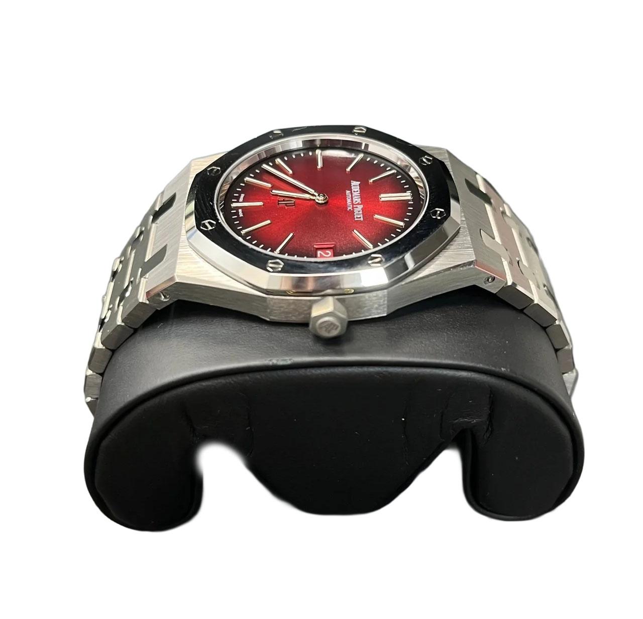 Audemars Piguet Royal Oak Jumbo Extra-thin Burgundy 16202XT.OO.1240XT.01 For Sale 5