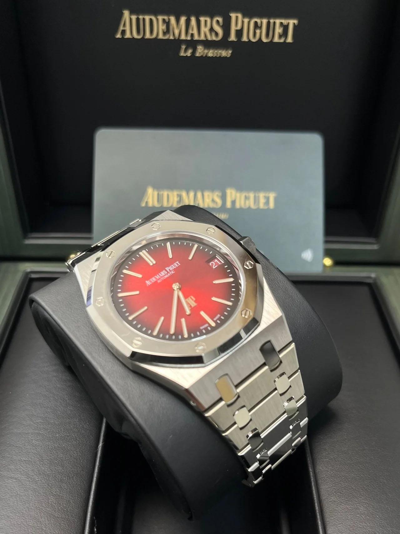 Audemars Piguet Royal Oak Jumbo Extra-thin Burgundy 16202XT.OO.1240XT.01 For Sale 6