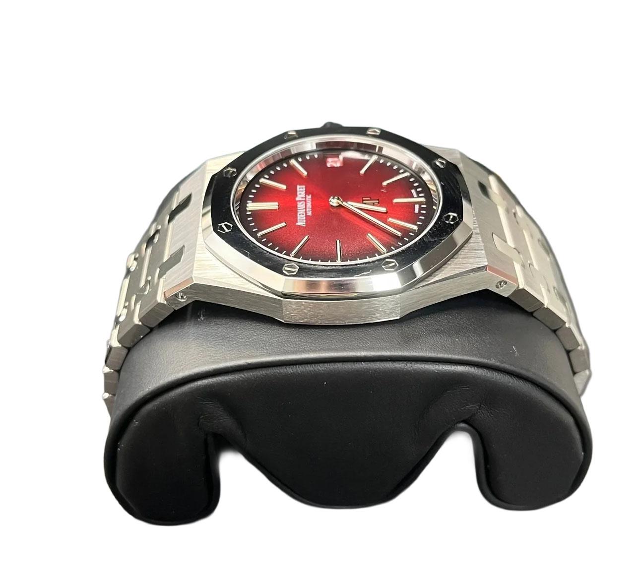 Audemars Piguet Royal Oak Jumbo Extra-thin Burgundy 16202XT.OO.1240XT.01 For Sale 8