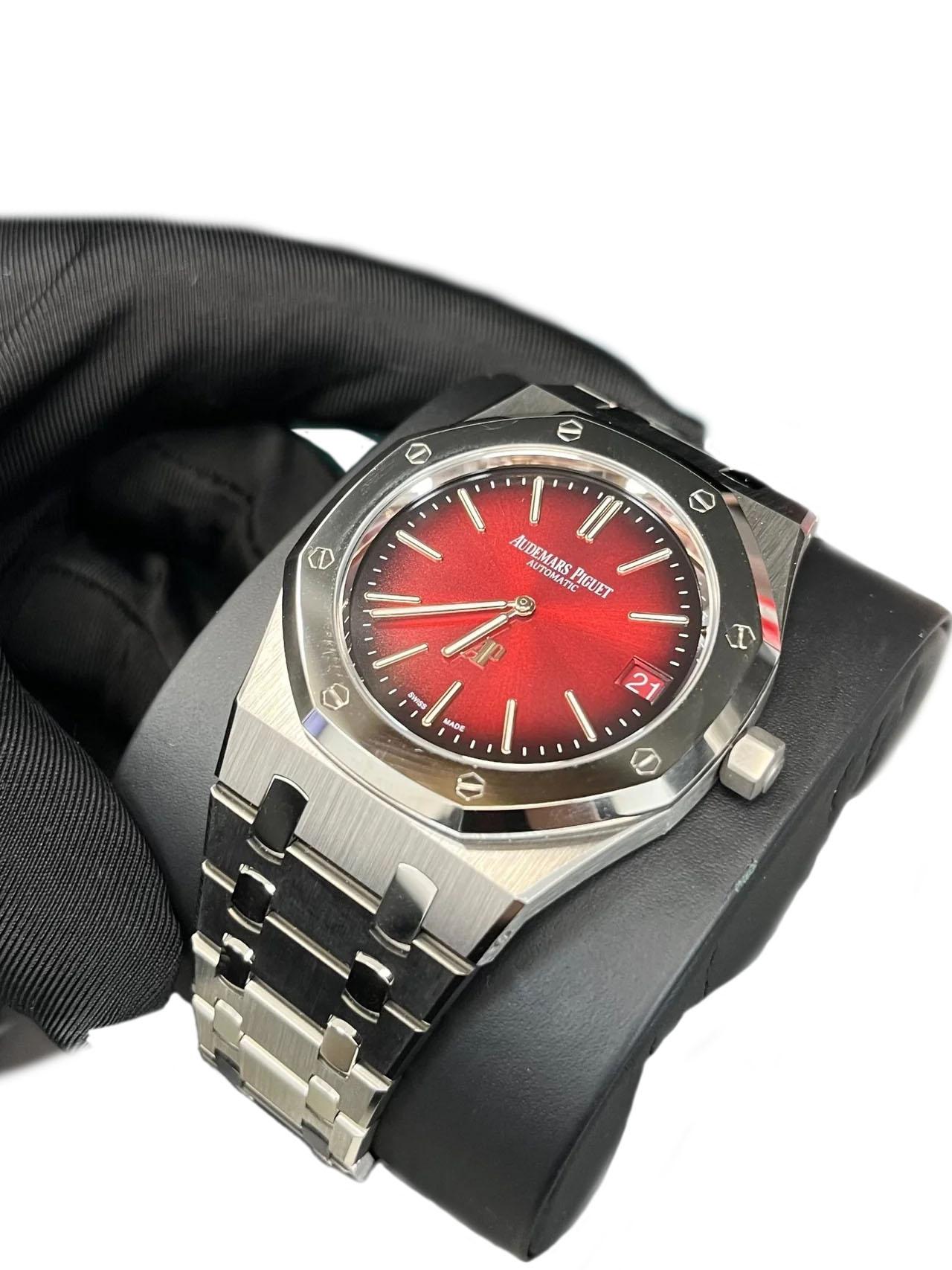 Audemars Piguet Royal Oak Jumbo Extra-thin Burgundy 16202XT.OO.1240XT.01 For Sale 1