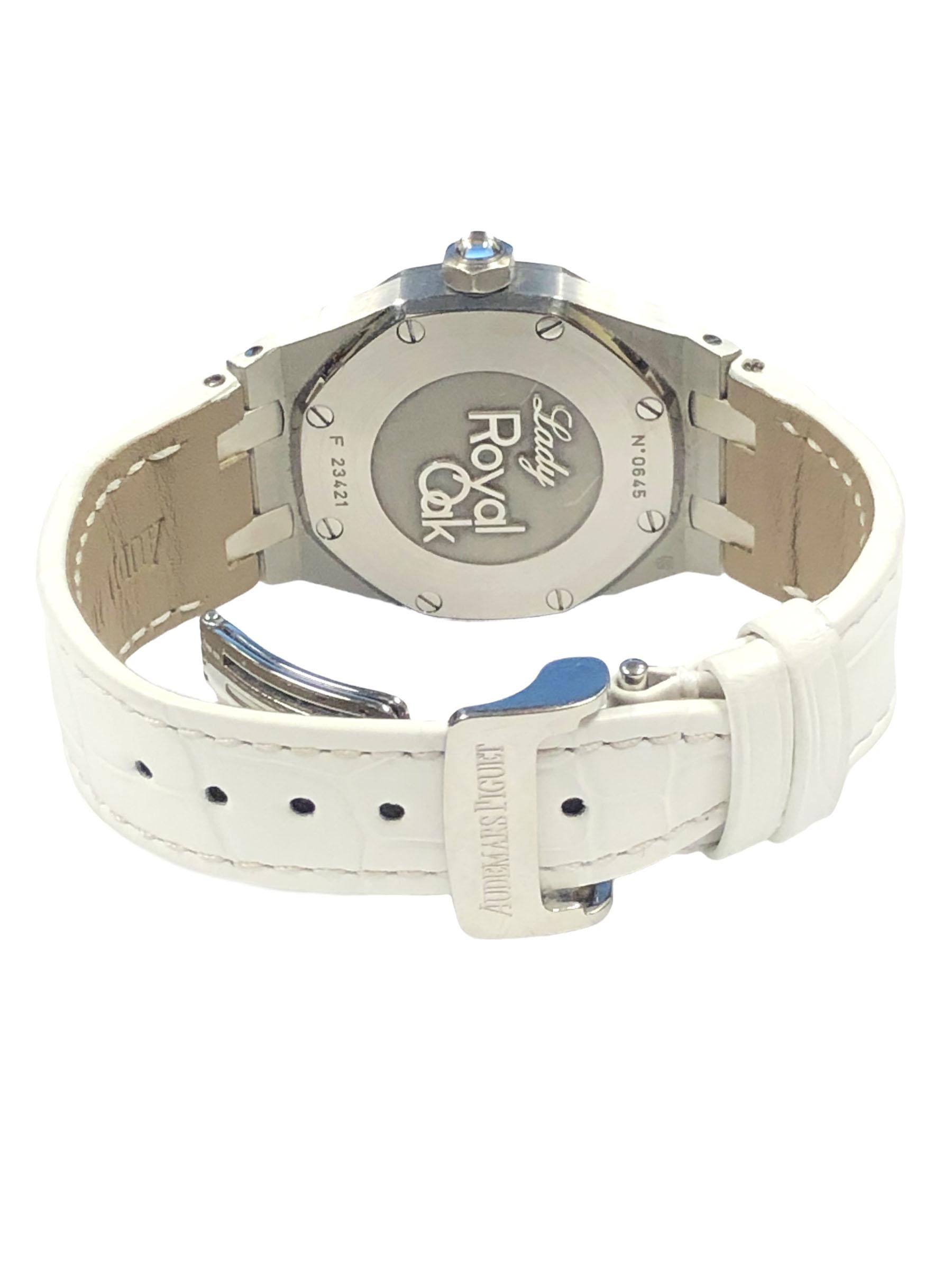 Round Cut Audemars Piguet Royal Oak Ladies Steel and Diamonds Wrist Watch Ref 6760 For Sale
