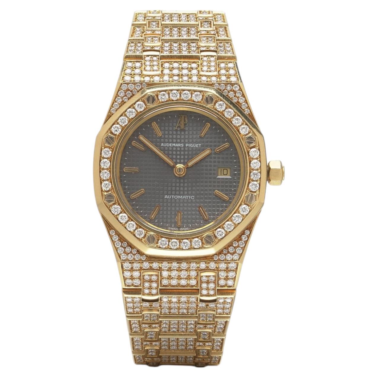 Audemars Piguet Royal Oak Ladies Diamond 18KT Gold Automatic Watch For Sale