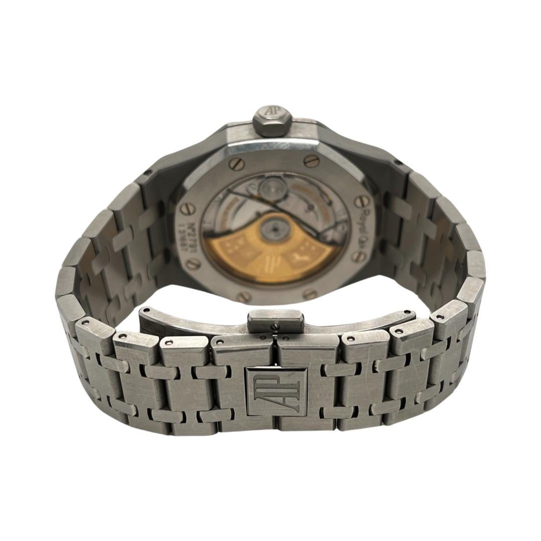 Modern Audemars Piguet Royal Oak Ladies Watch with Factory Diamond Bezel REF 15451ST For Sale