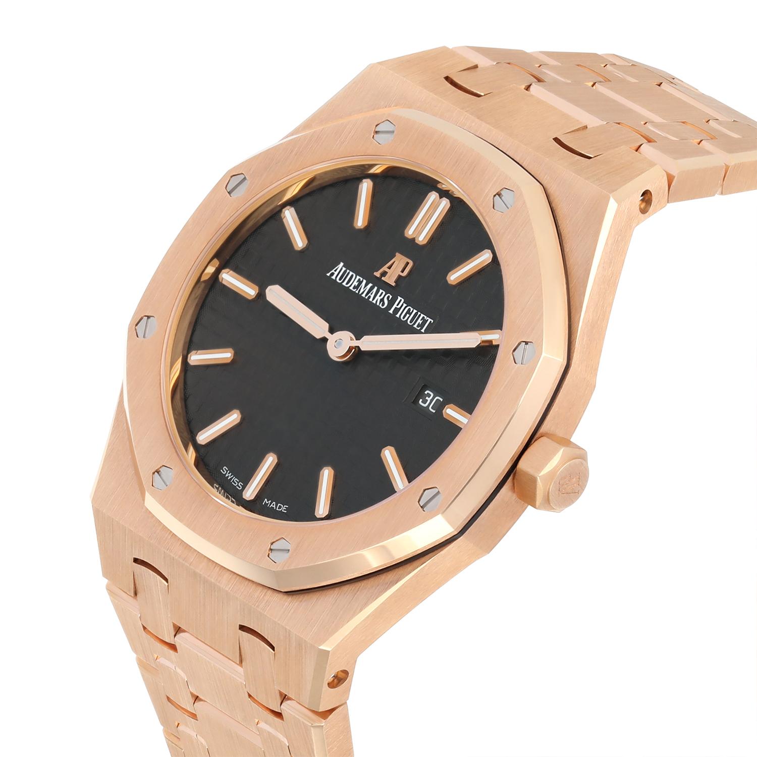 Audemars Piguet Royal Oak Lady 33mm Rose Gold Brown Dial 67650OR.OO.1261OR.01 In New Condition In New York, NY