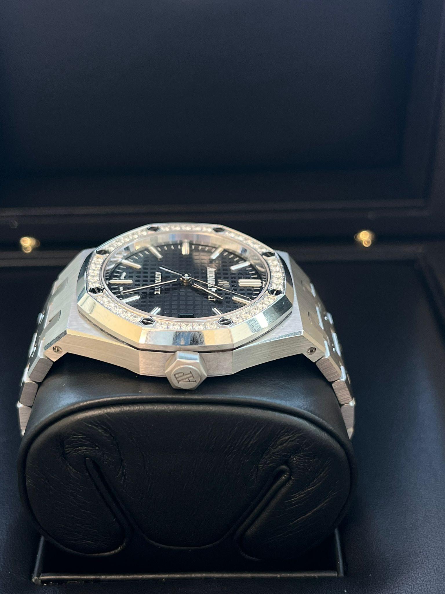 Audemars Piguet Royal Oak Lady 37 Automatico Lunetta con diamanti 15451ST.ZZ.1256ST.01 in vendita 5