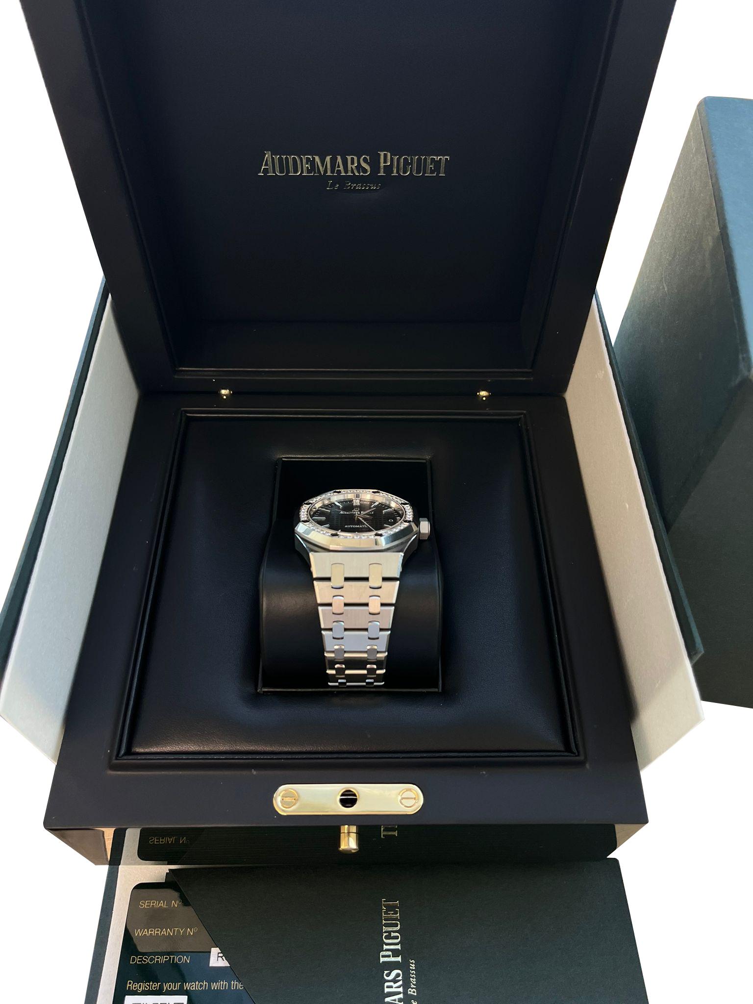 Audemars Piguet Royal Oak Lady 37 Automatico Lunetta con diamanti 15451ST.ZZ.1256ST.01 in vendita 7