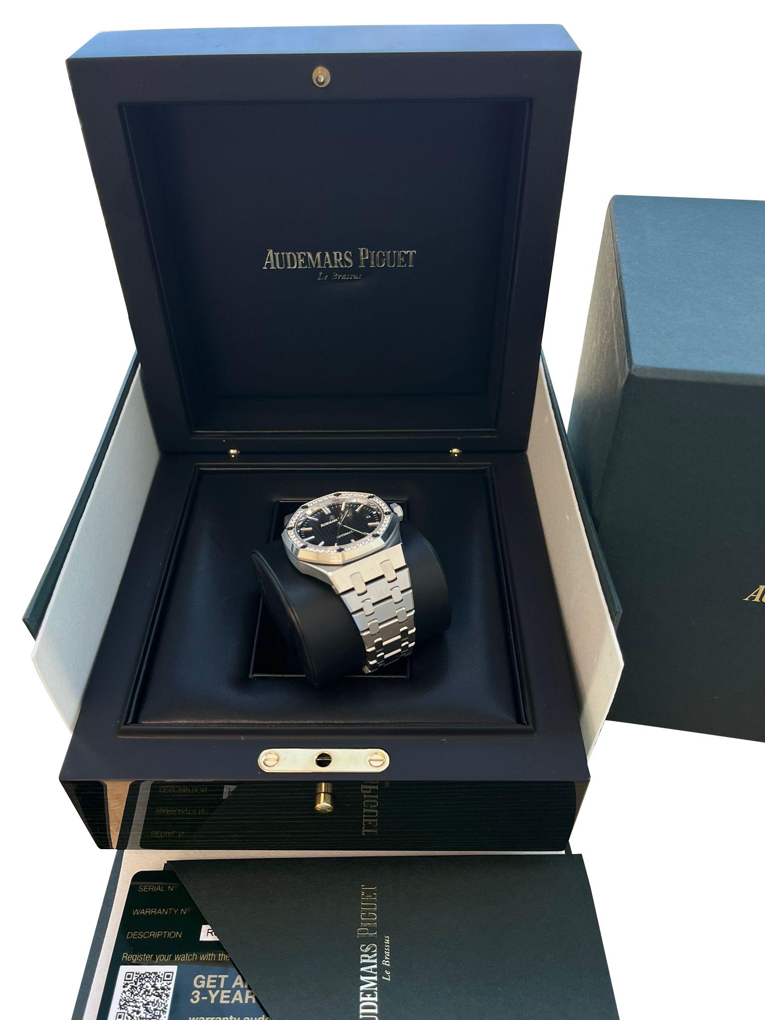 Audemars Piguet Royal Oak Lady 37 Automatico Lunetta con diamanti 15451ST.ZZ.1256ST.01 in vendita 8
