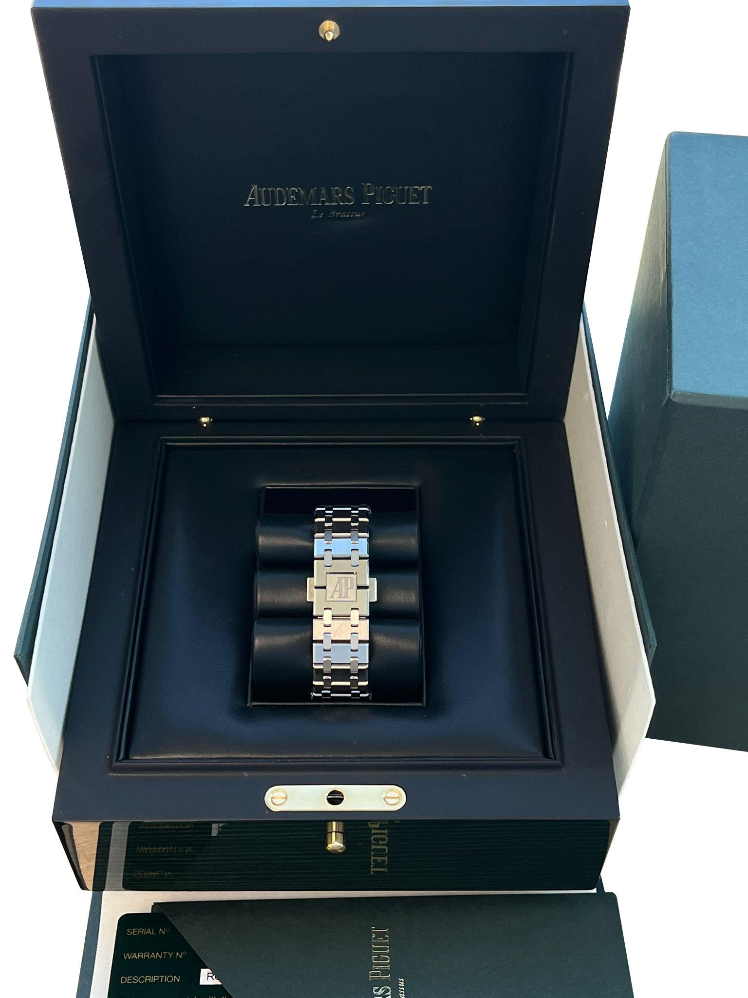 Audemars Piguet Royal Oak Lady 37 Automatico Lunetta con diamanti 15451ST.ZZ.1256ST.01 in vendita 11