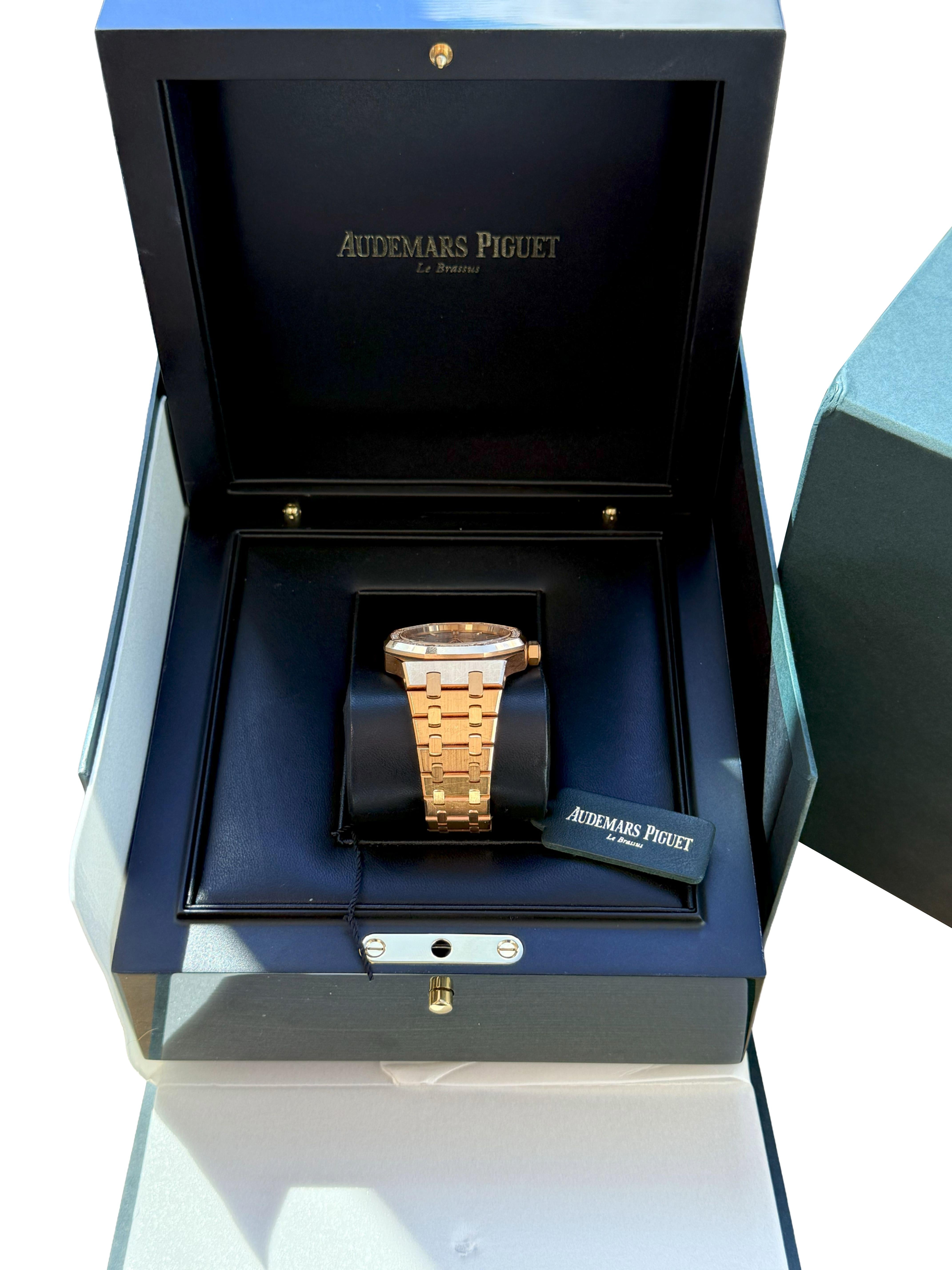 Audemars Piguet Royal Oak Lady 37mm Rose Gold Diamond Lünette 15451OR.ZZ.1256OR.02 im Angebot 4
