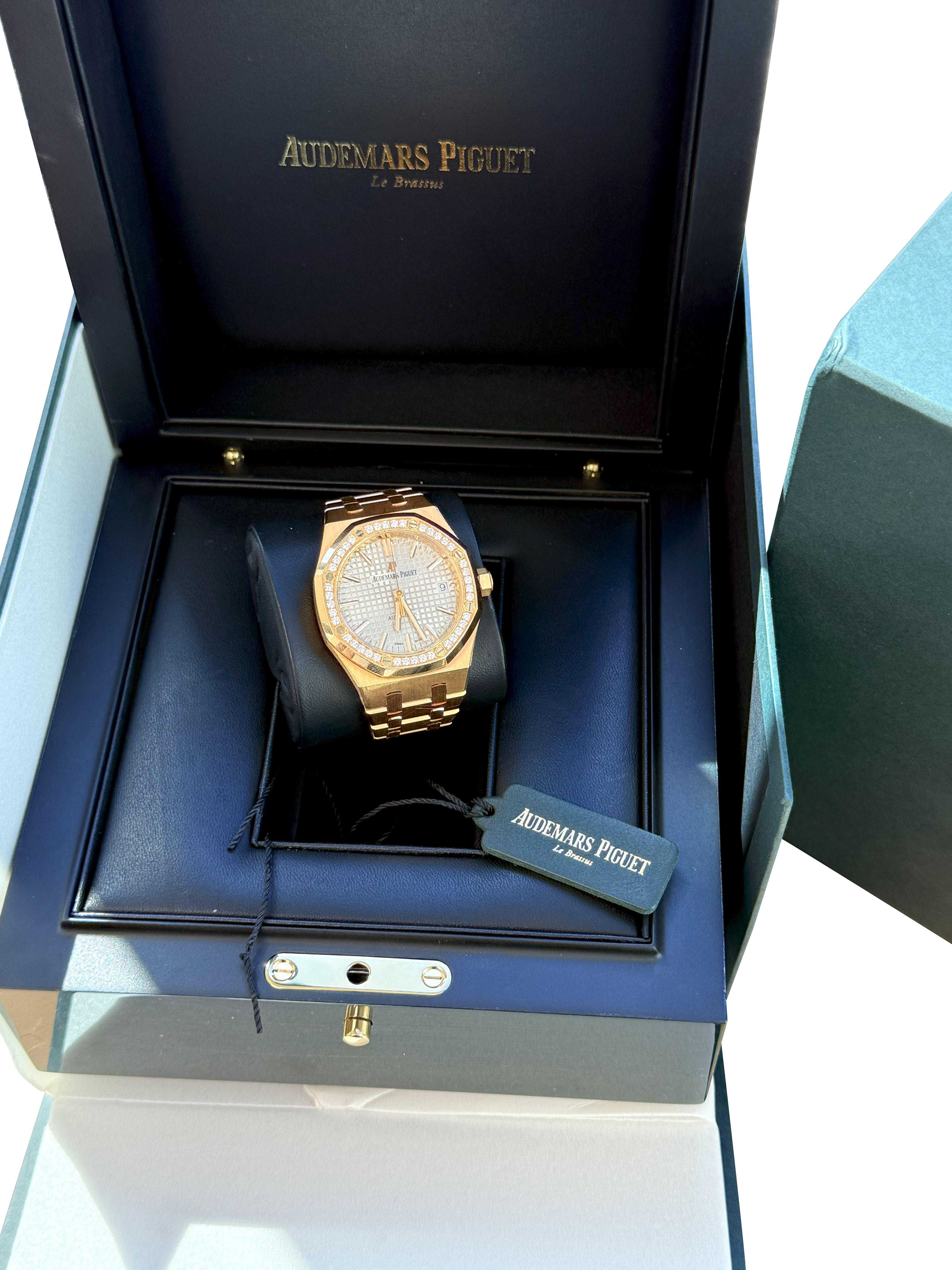 Audemars Piguet Royal Oak Lady 37mm Rose Gold Diamond Lünette 15451OR.ZZ.1256OR.02 (Rundschliff) im Angebot